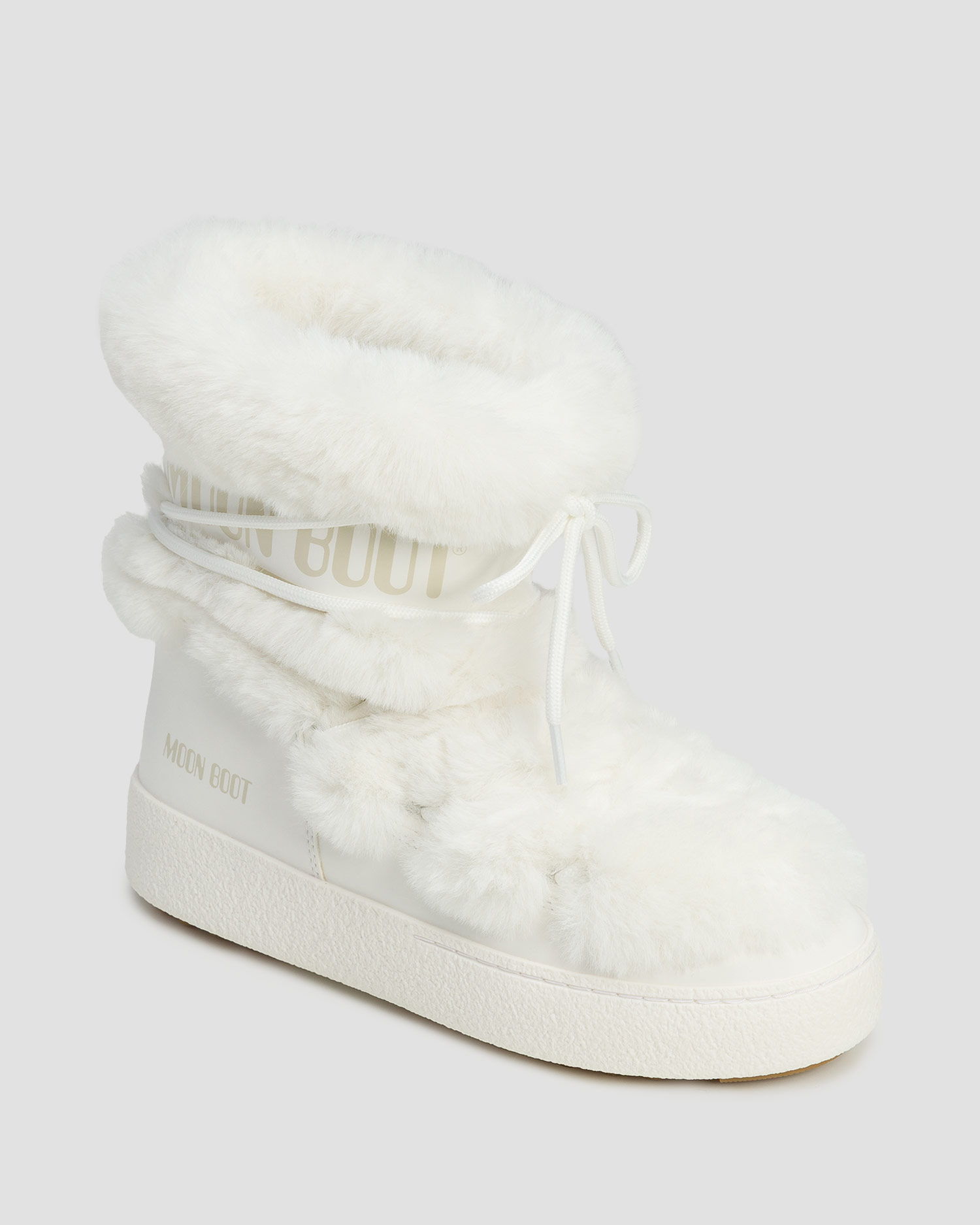 Białe śniegowce z futerkiem damskie Moon Boot Ltrack Faux Fur Wp New