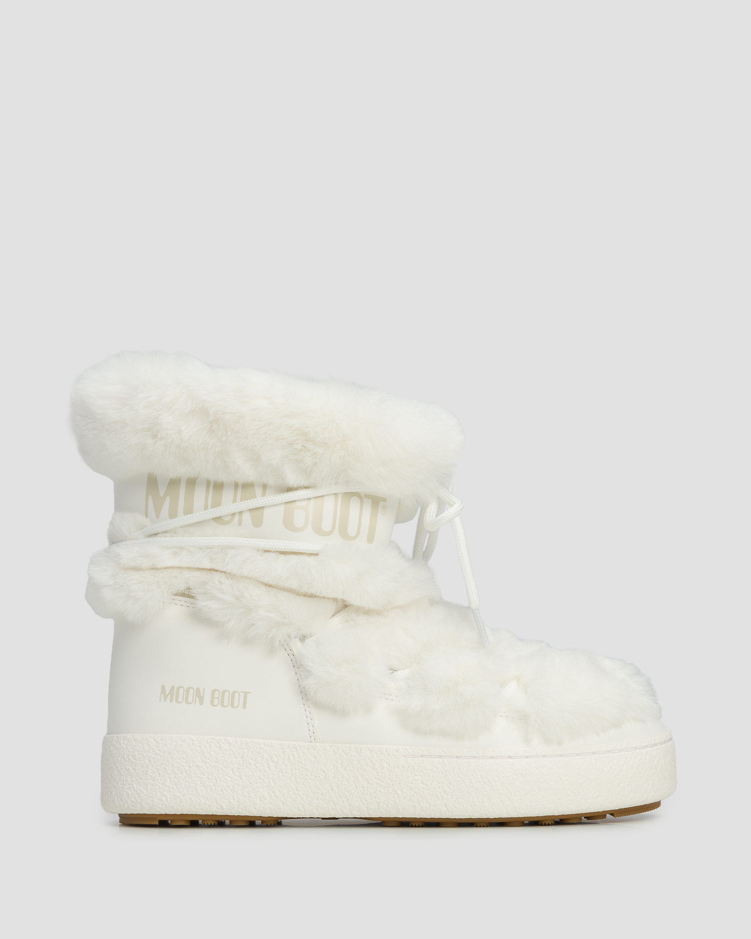 Białe śniegowce z futerkiem damskie Moon Boot Ltrack Faux Fur Wp New