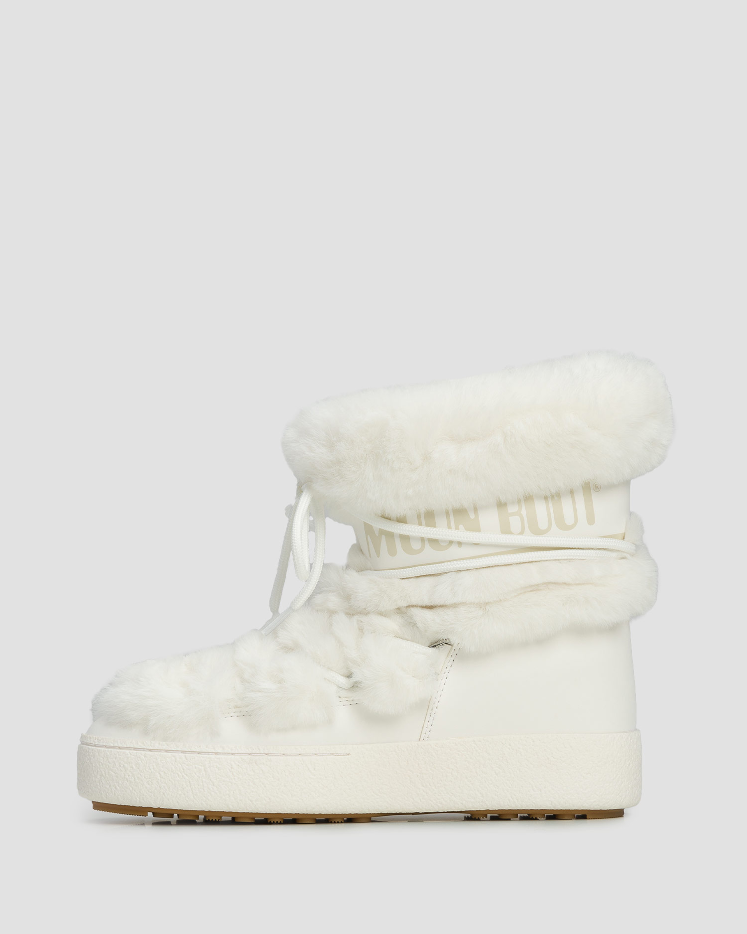 Białe śniegowce z futerkiem damskie Moon Boot Ltrack Faux Fur Wp New