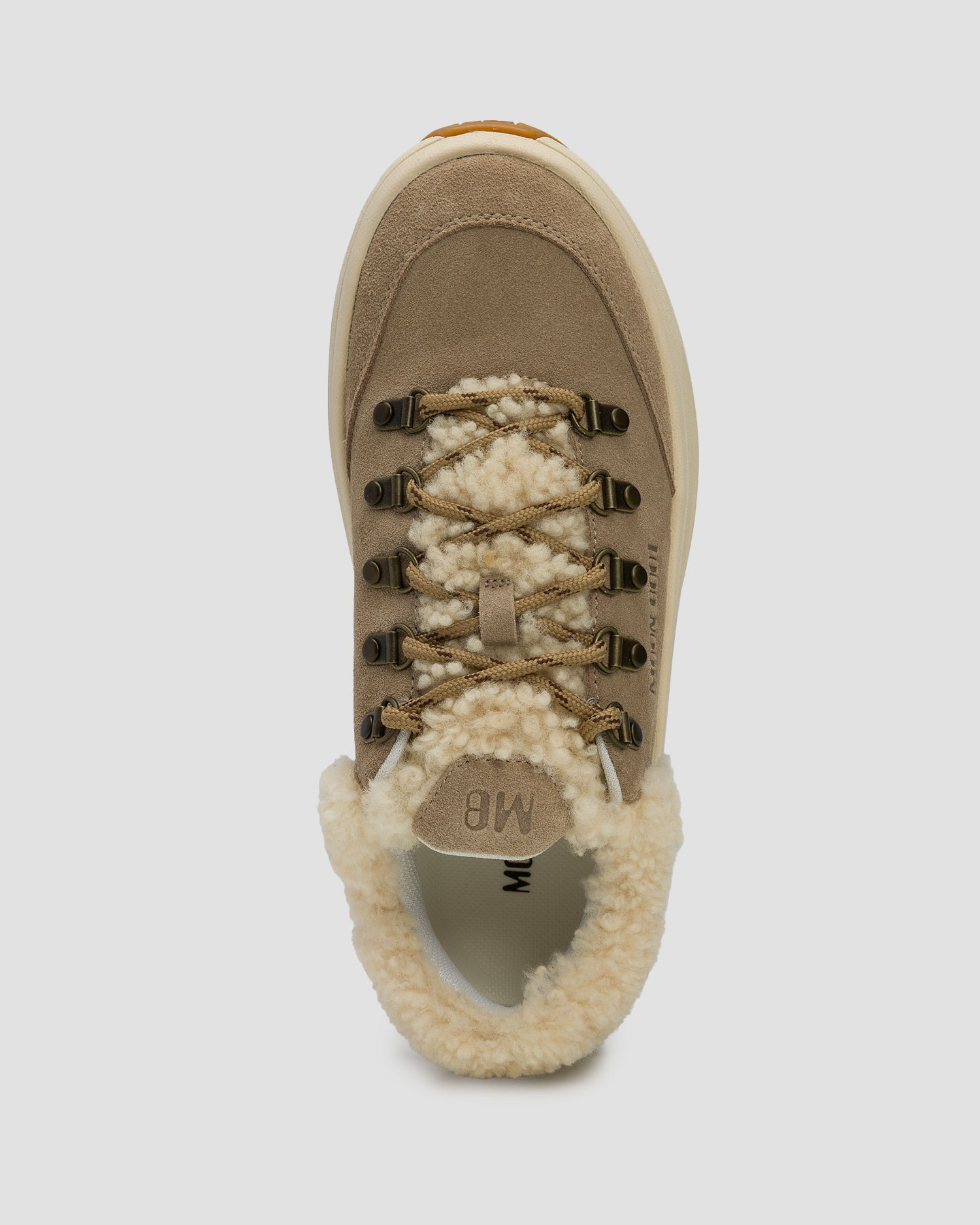 Beige suede snekers with fur Moon Boot Moon247 City Shearling
