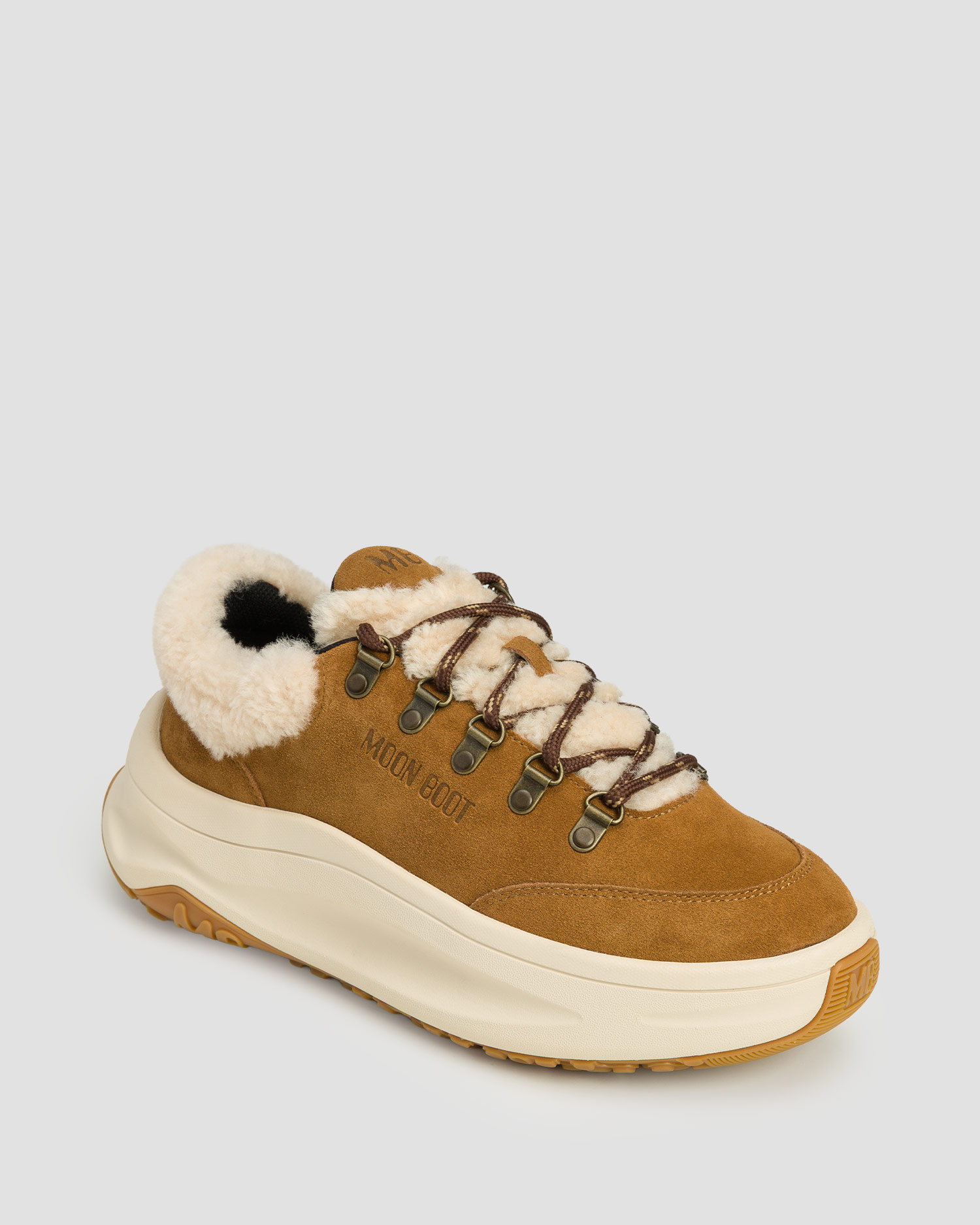 Brązowe snekersy zamszowe z futerkiem Moon Boot Moon247 City Shearling