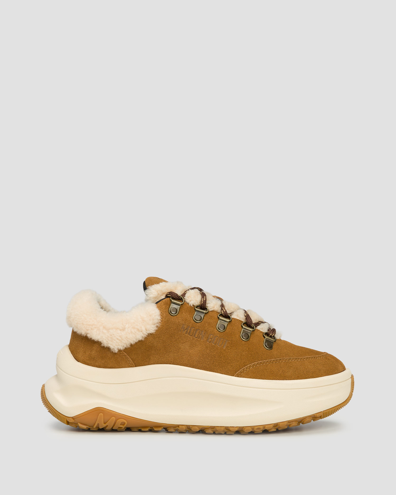 Brązowe snekersy zamszowe z futerkiem Moon Boot Moon247 City Shearling