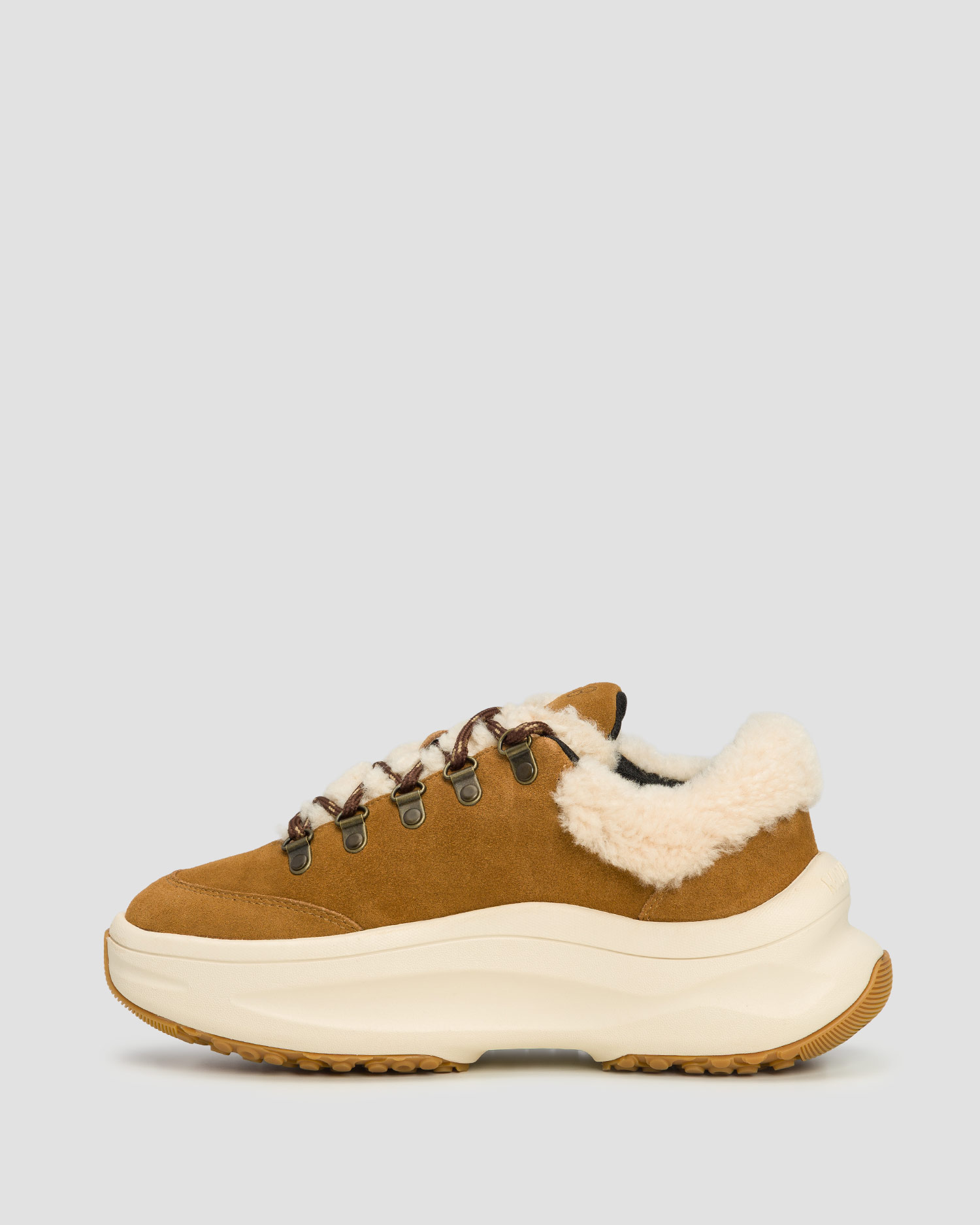 Brown suede sneakers with fur Moon Boot Moon247 City Shearling