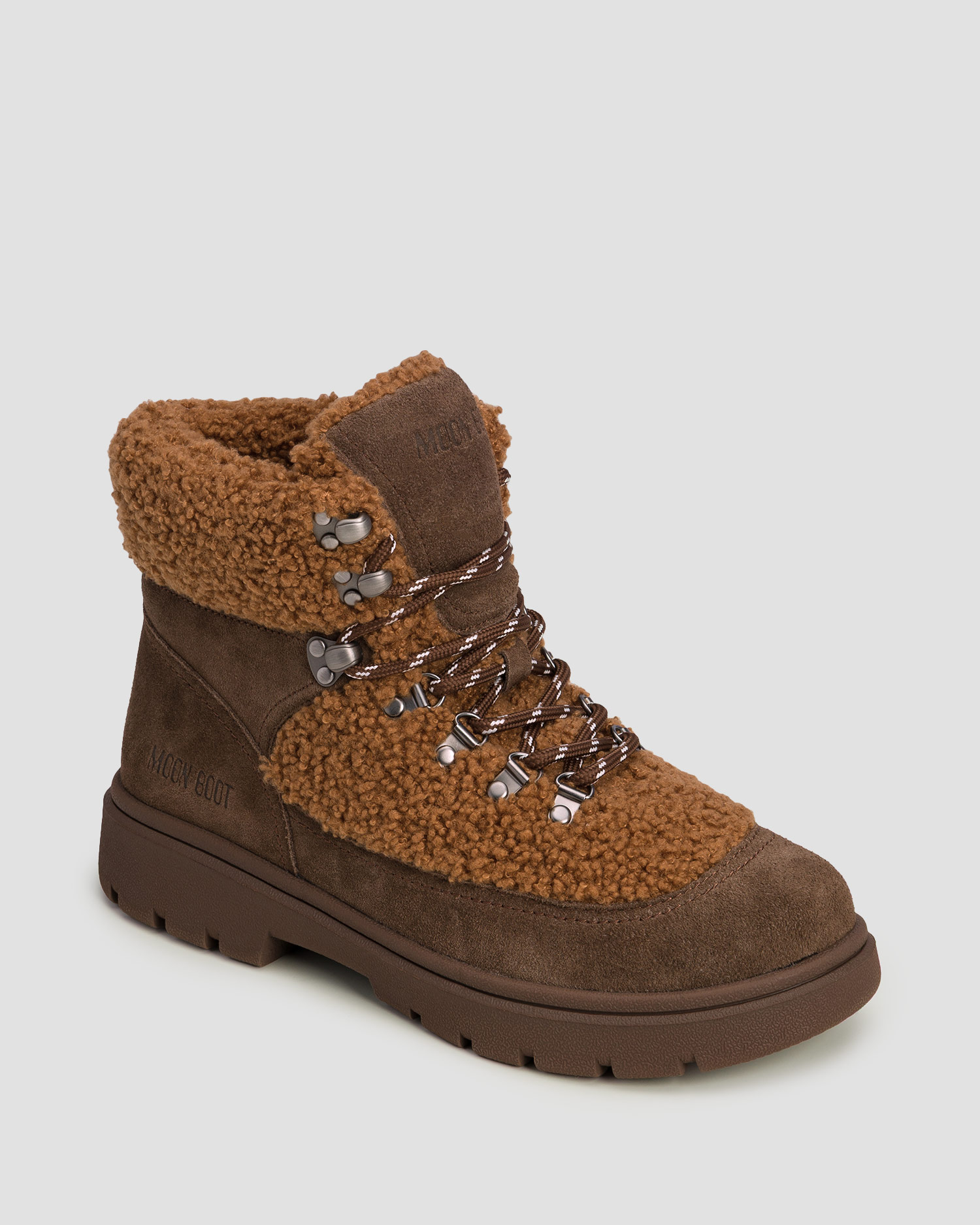Dámské zimní boty Moon Boot Combat Boot Fleece v hnědé barvě