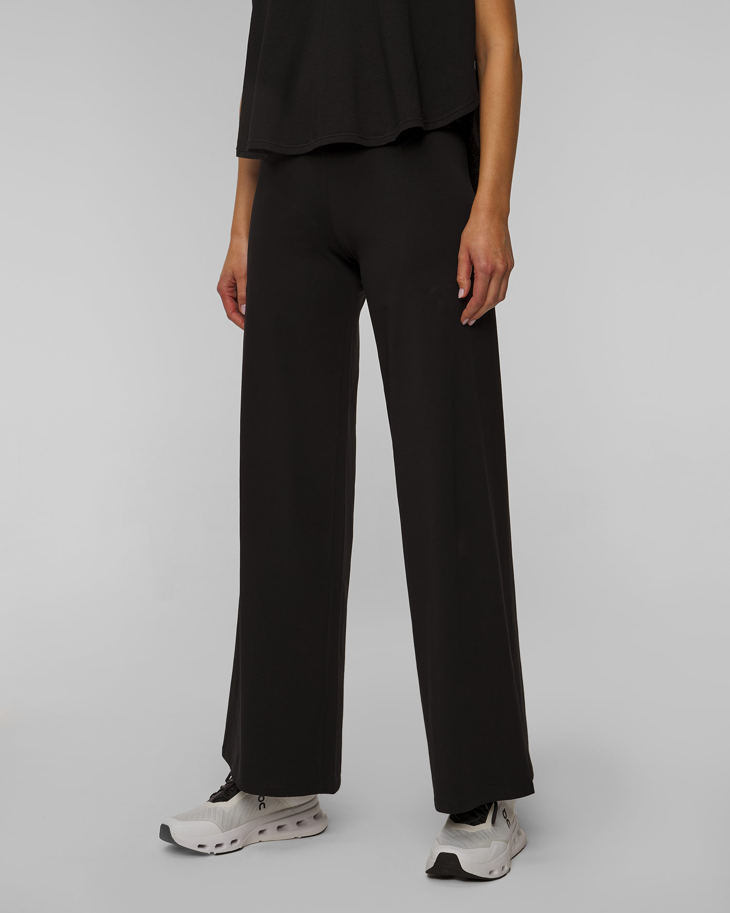 Pantaloni negri wide leg pentru femei Deha