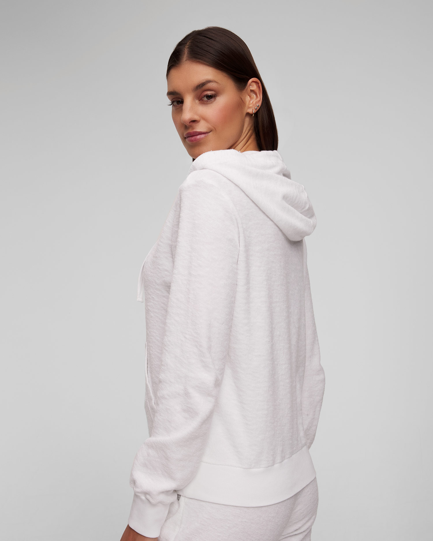 Dámska biela mikina s kapucňou Deha