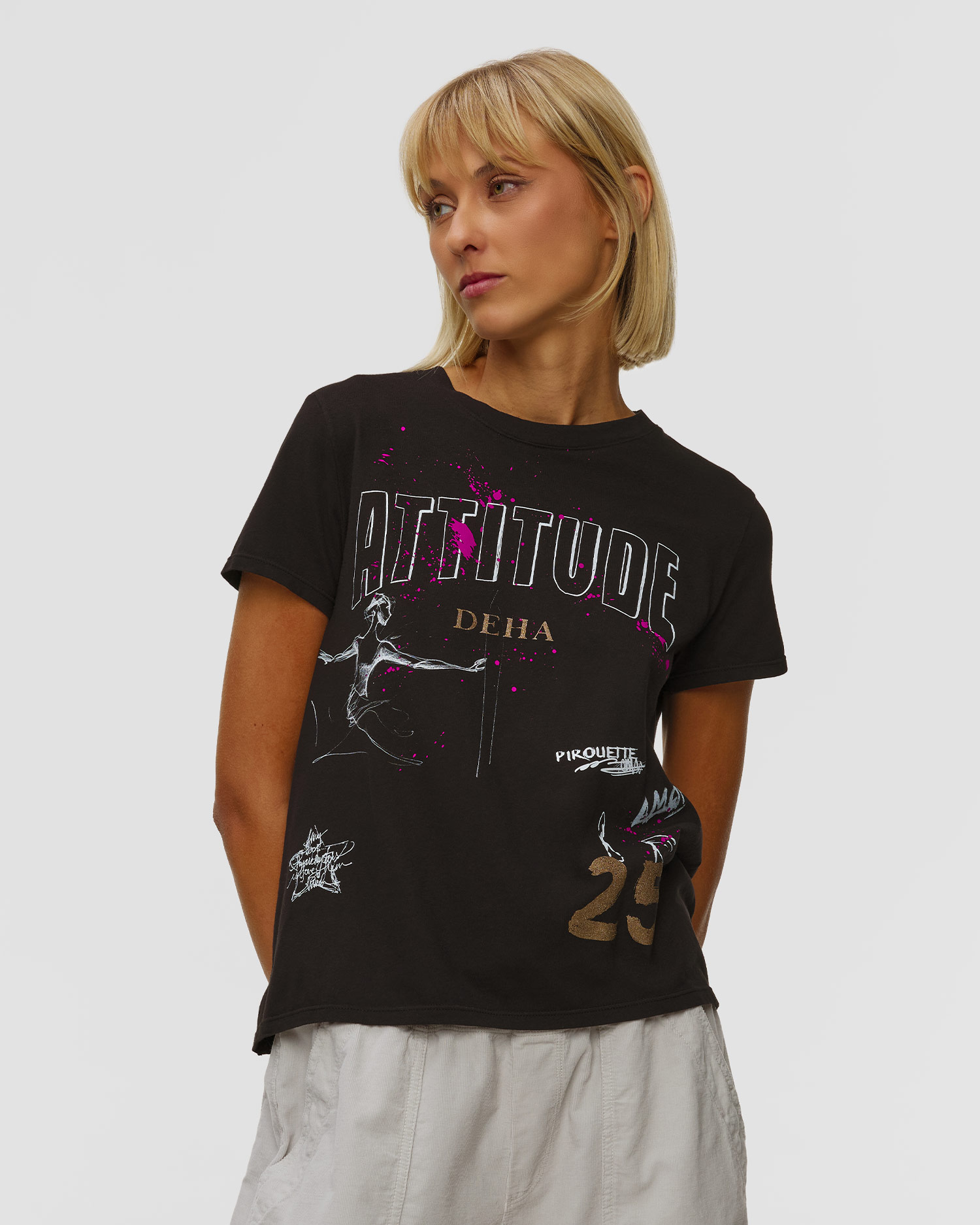 Women's T-shirt with a print Deha, Color/Pattern: Czarny