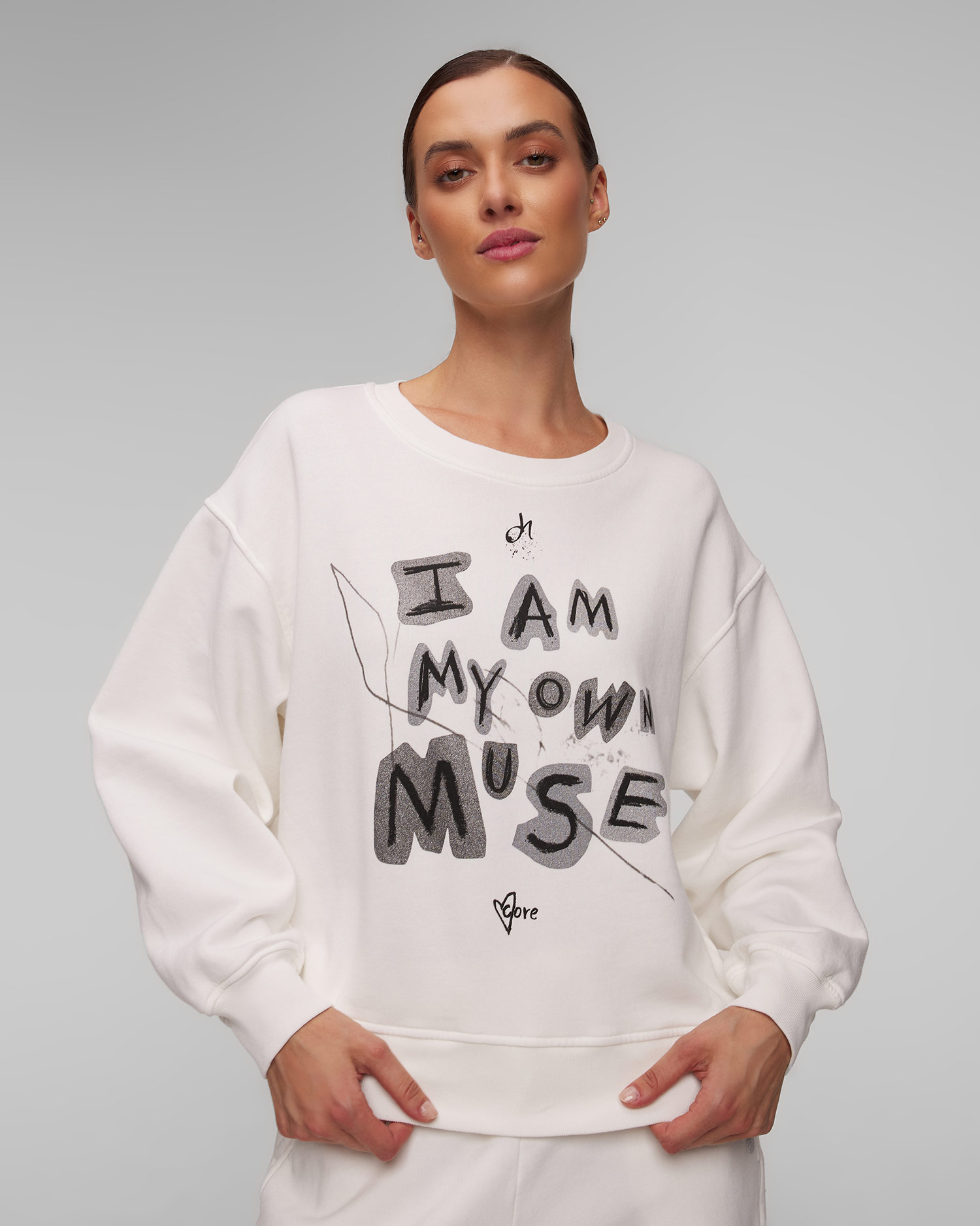 Women's white print sweatshirt Deha