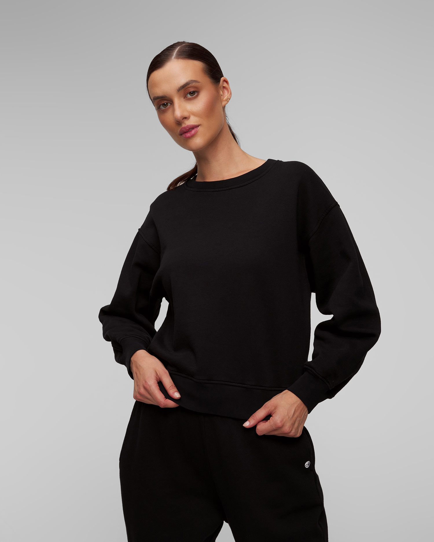 Women's black organic cotton sweatshirt Deha