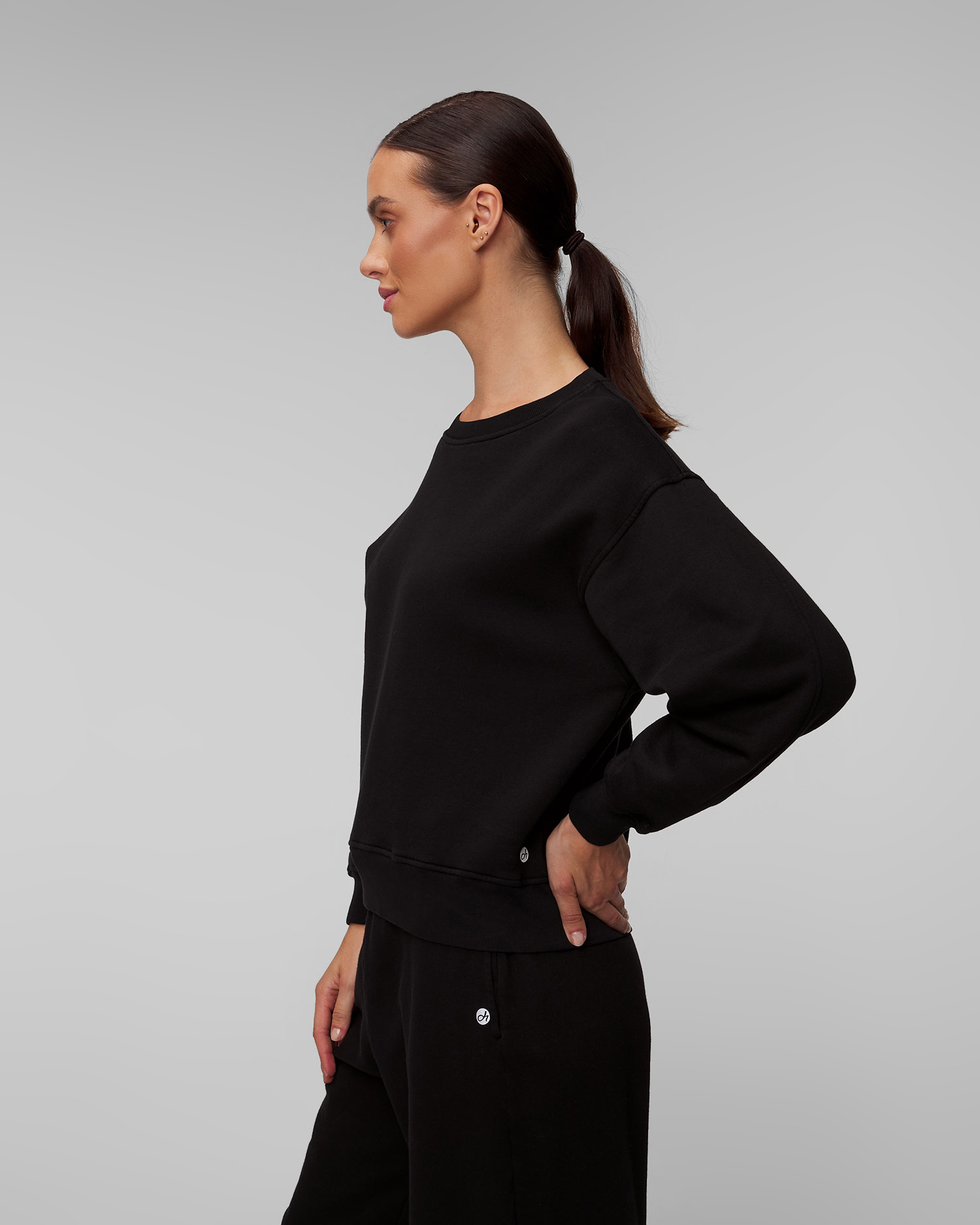 Women's black organic cotton sweatshirt Deha