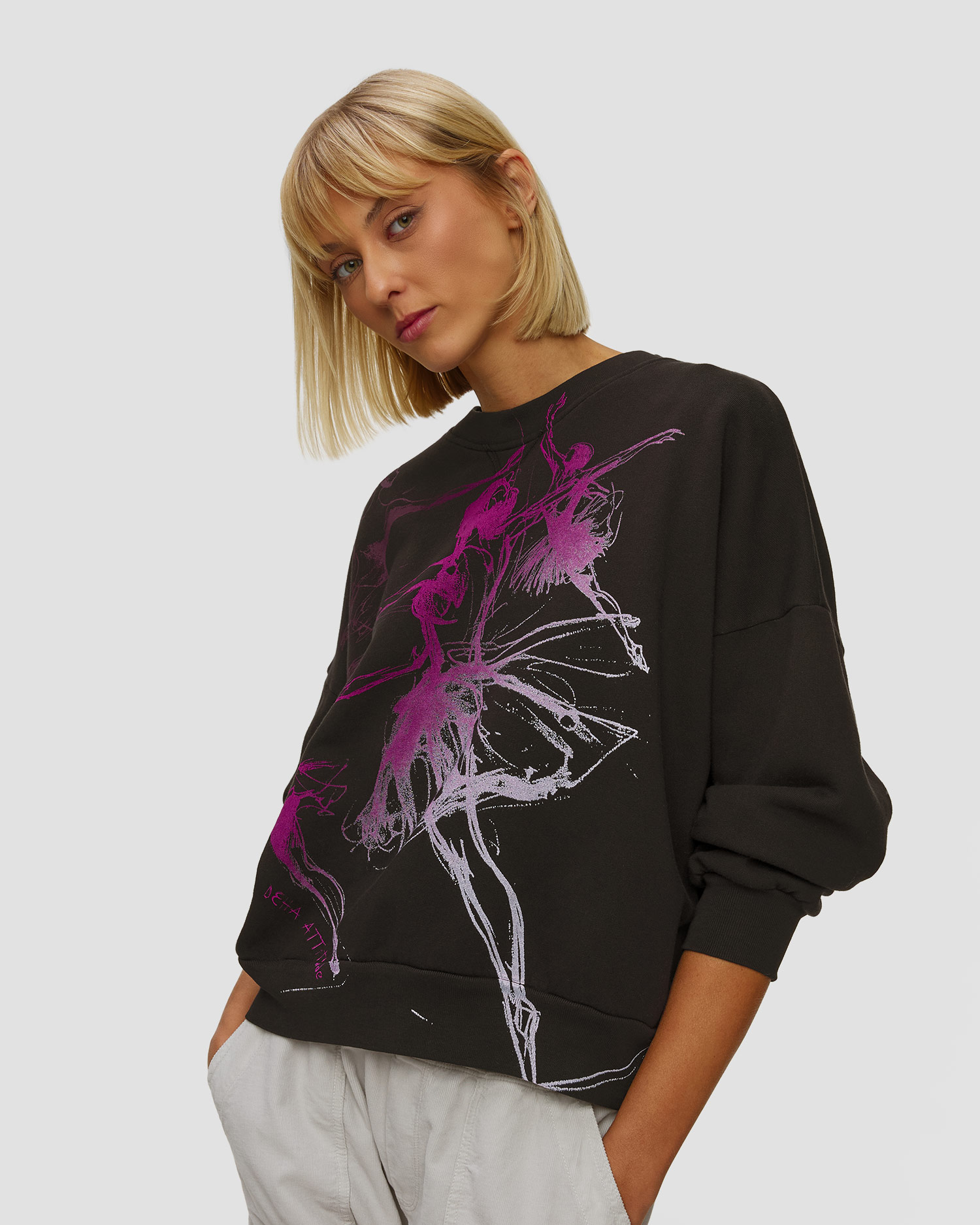 Women's black sweatshirt with a print Deha