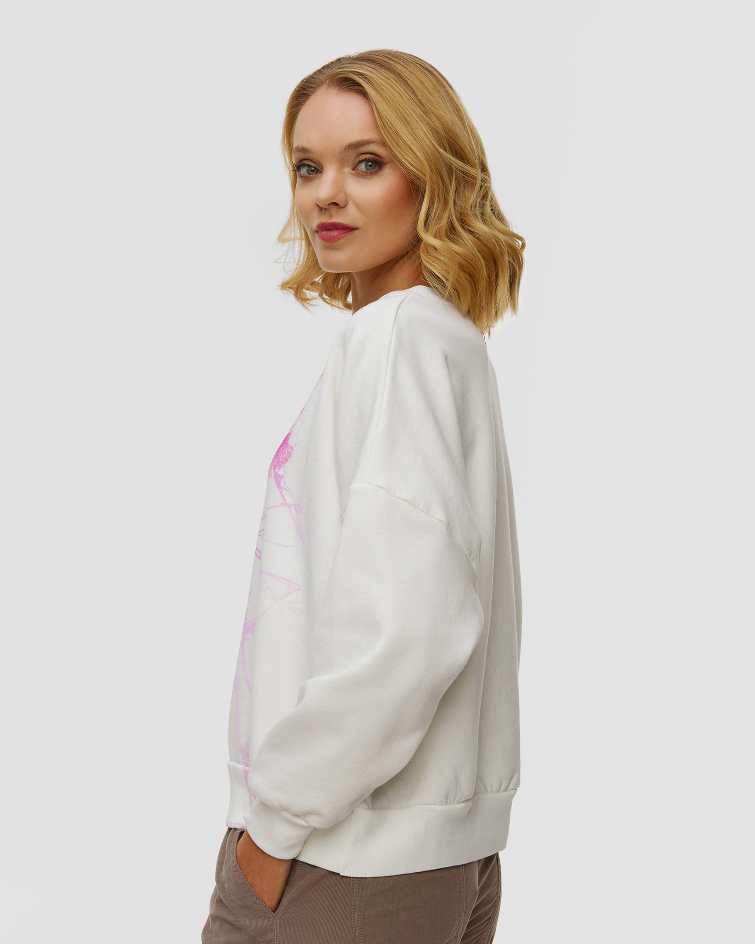 Women's white print sweatshirt  Deha