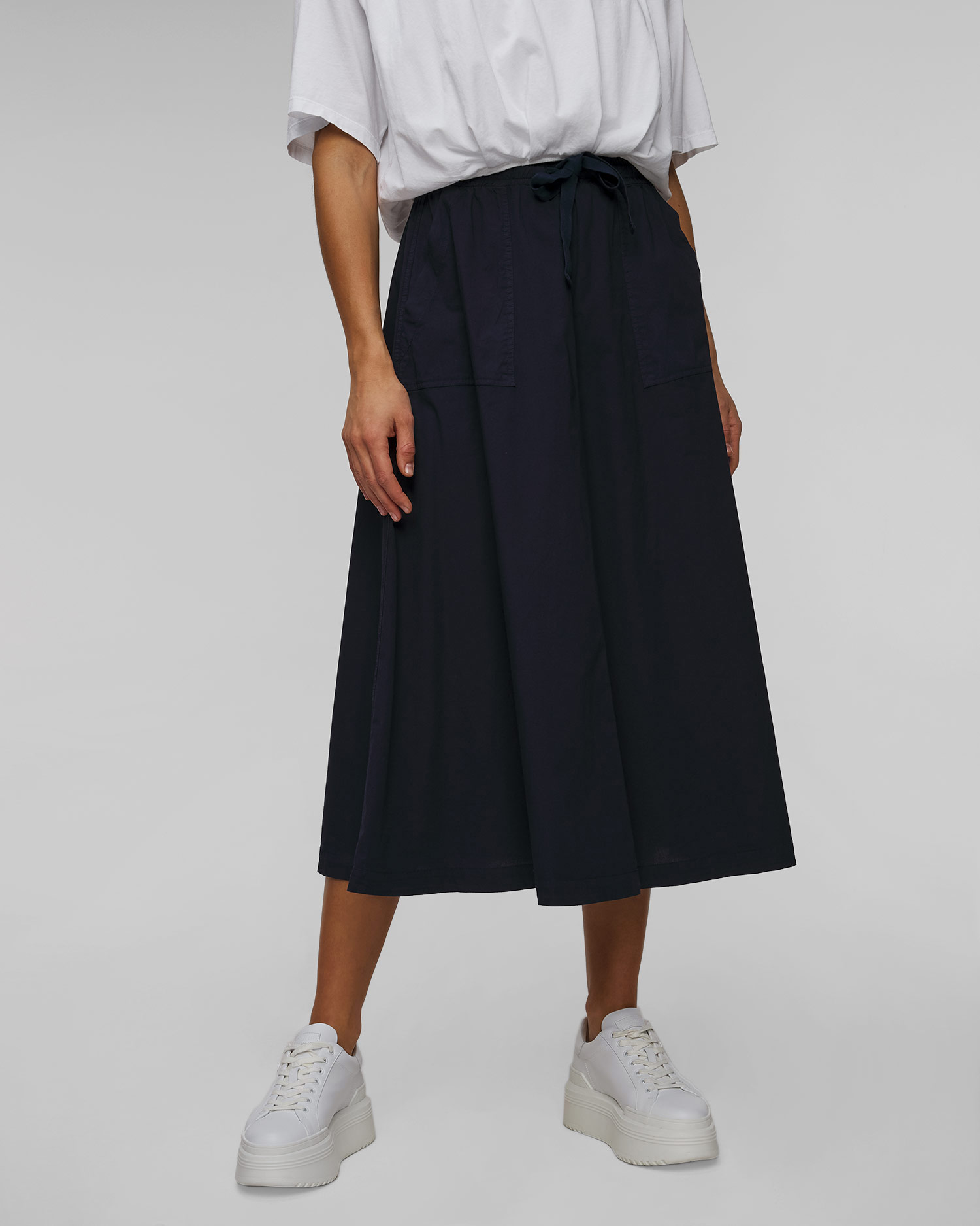 Fustă din poplin bleumarin Deha