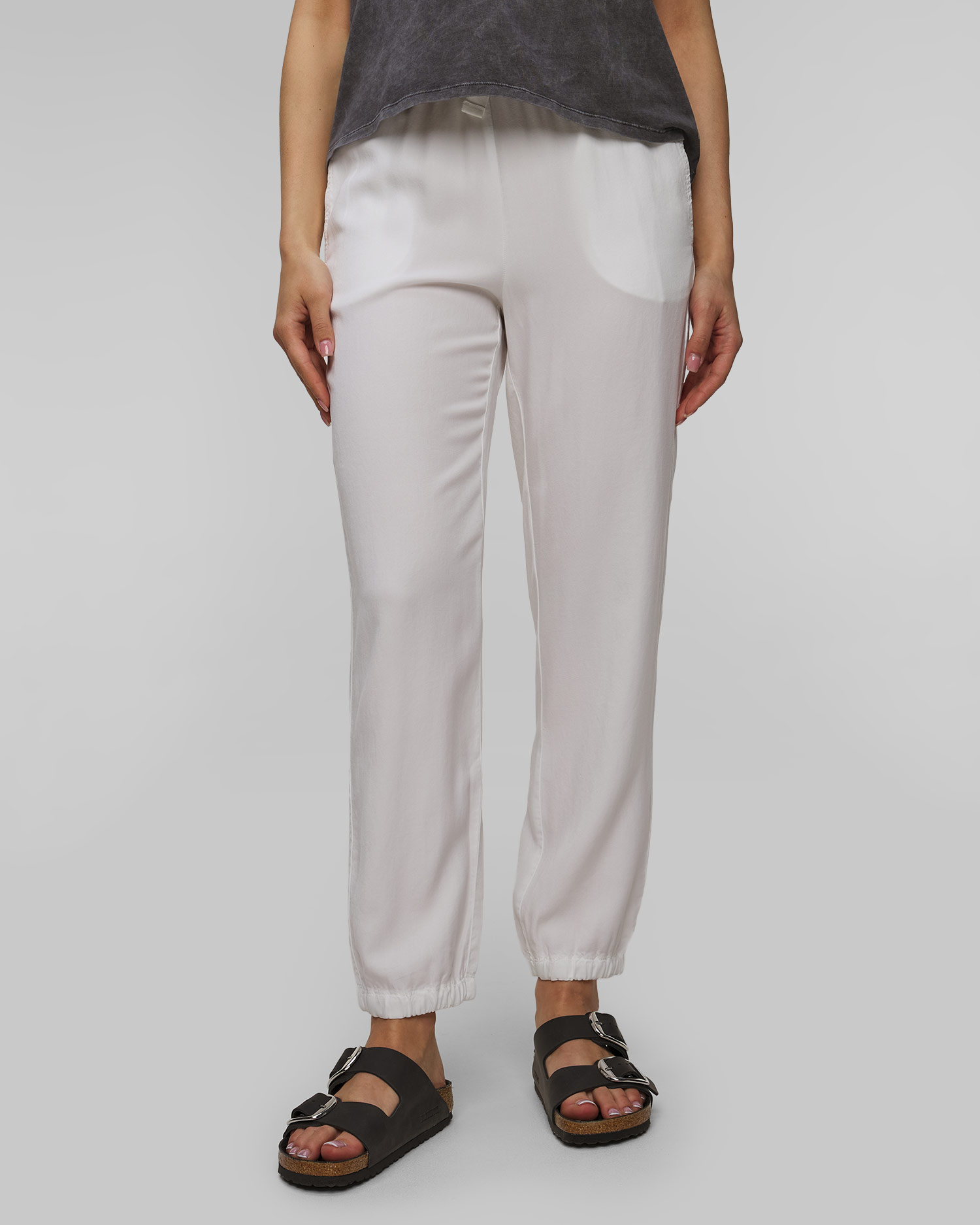 Pantaloni albi din twill TENCEL Lyocell pentru femei Deha