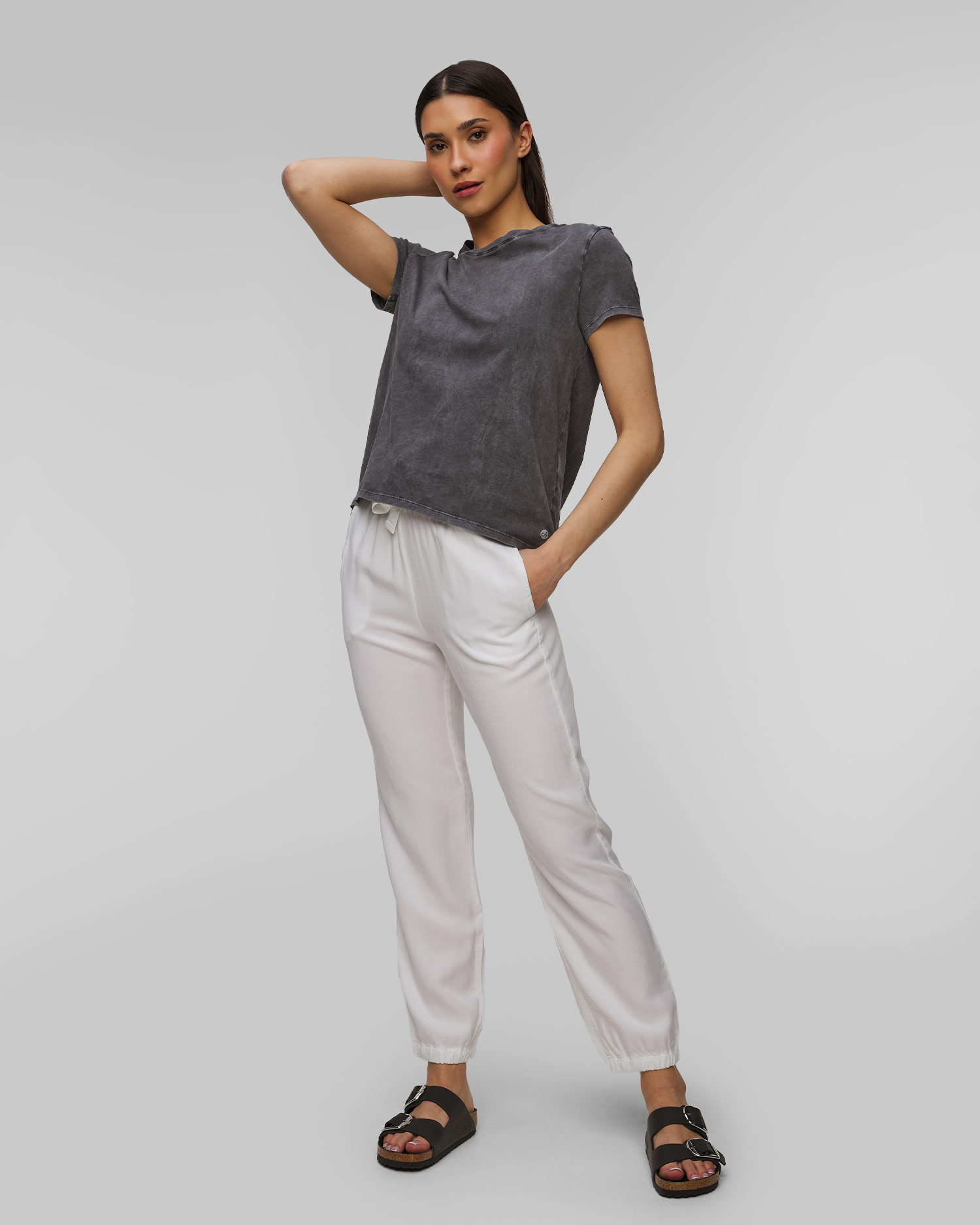 Pantalon blanc pour femmes Deha en twill TENCEL Lyocell, Couleur: Biały