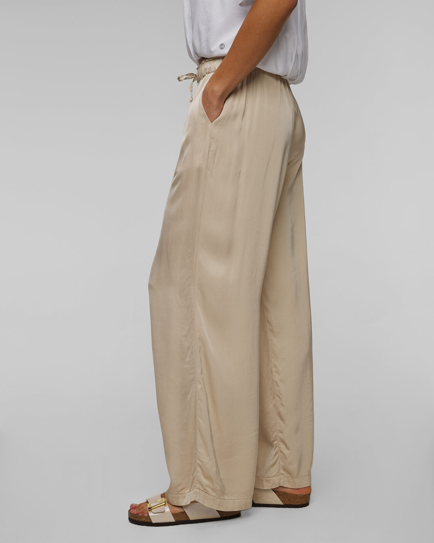 Pantalon palazzo en viscose beige pour femmes Deha