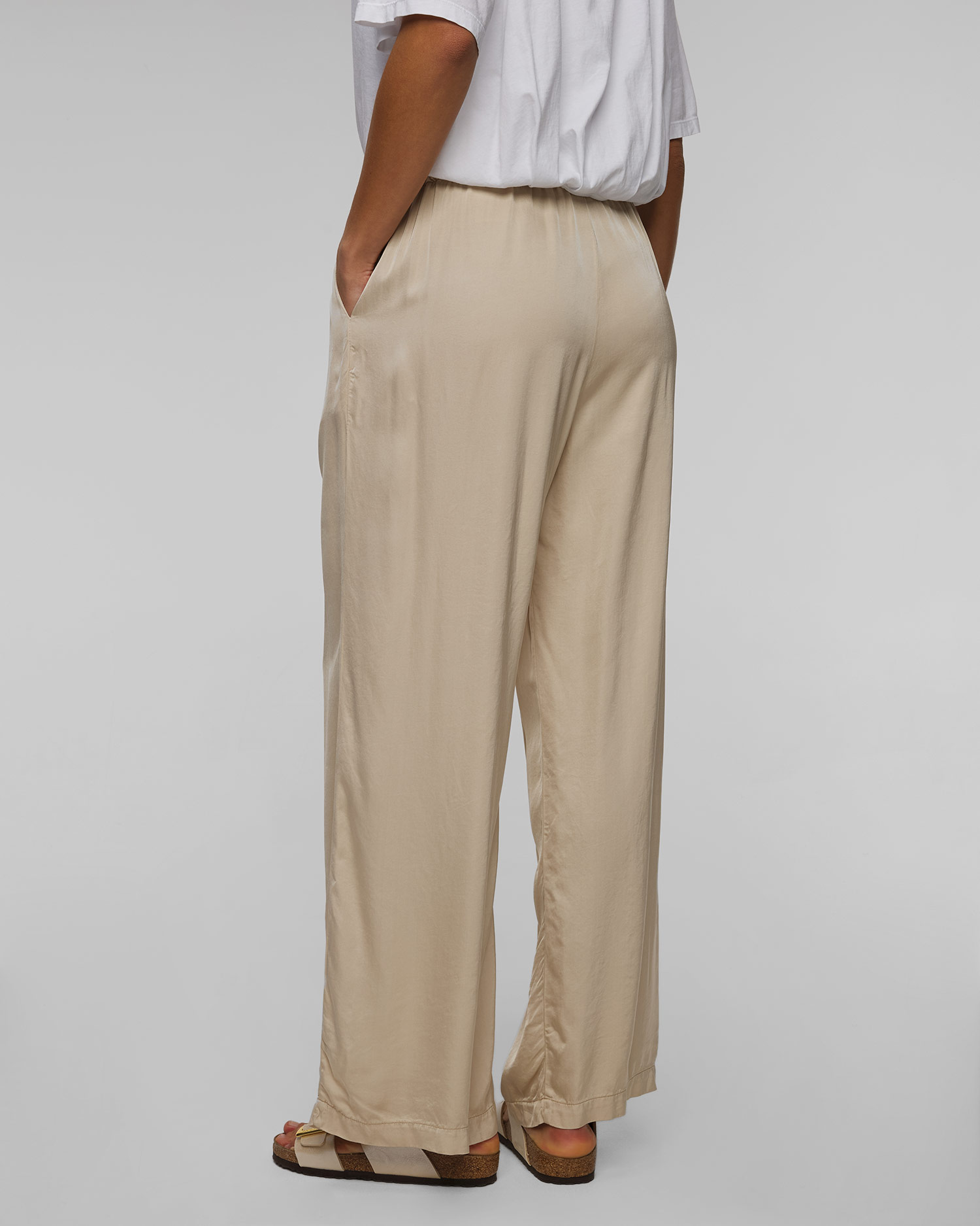 Pantalon palazzo en viscose beige pour femmes Deha