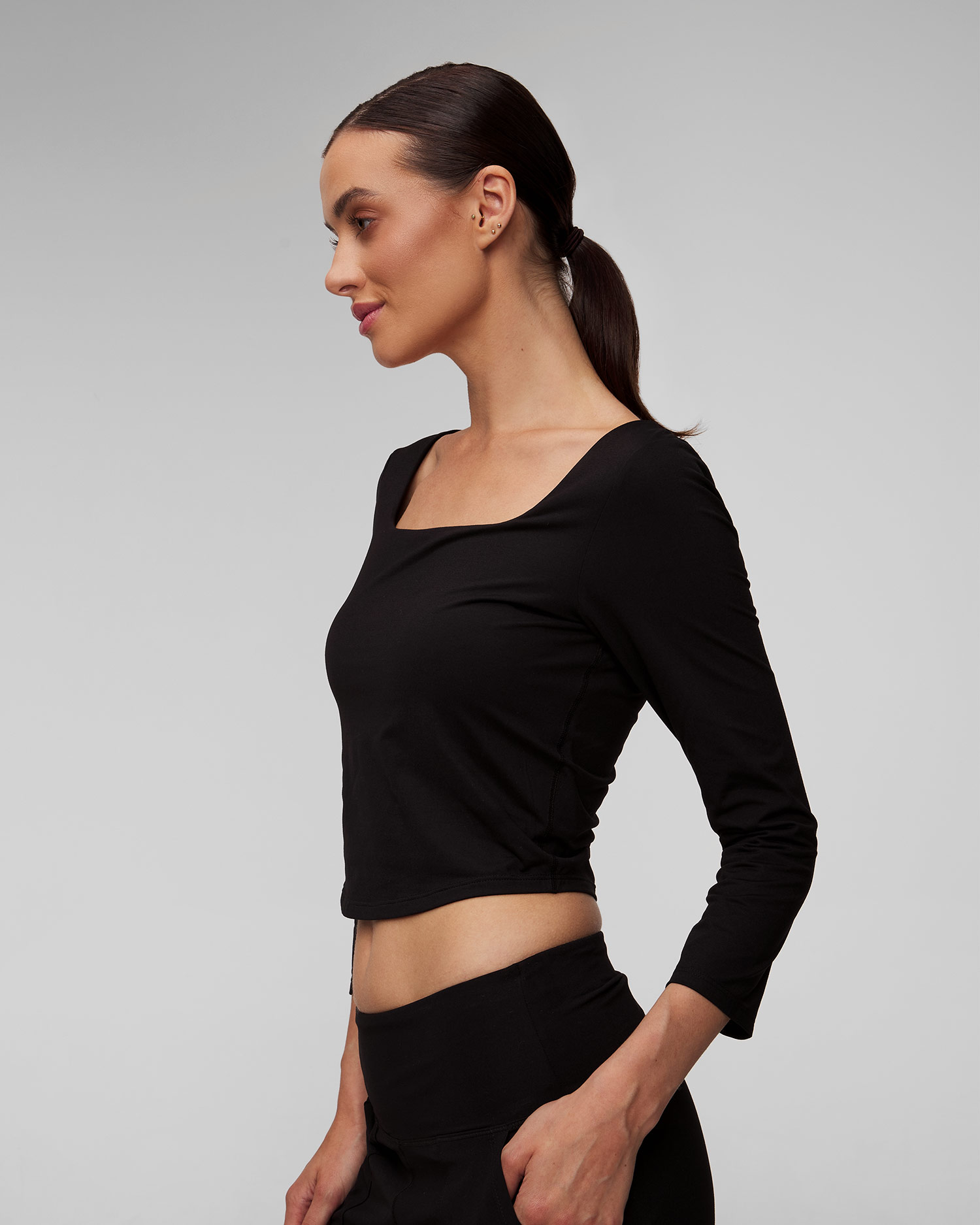 Women's black crop top Deha