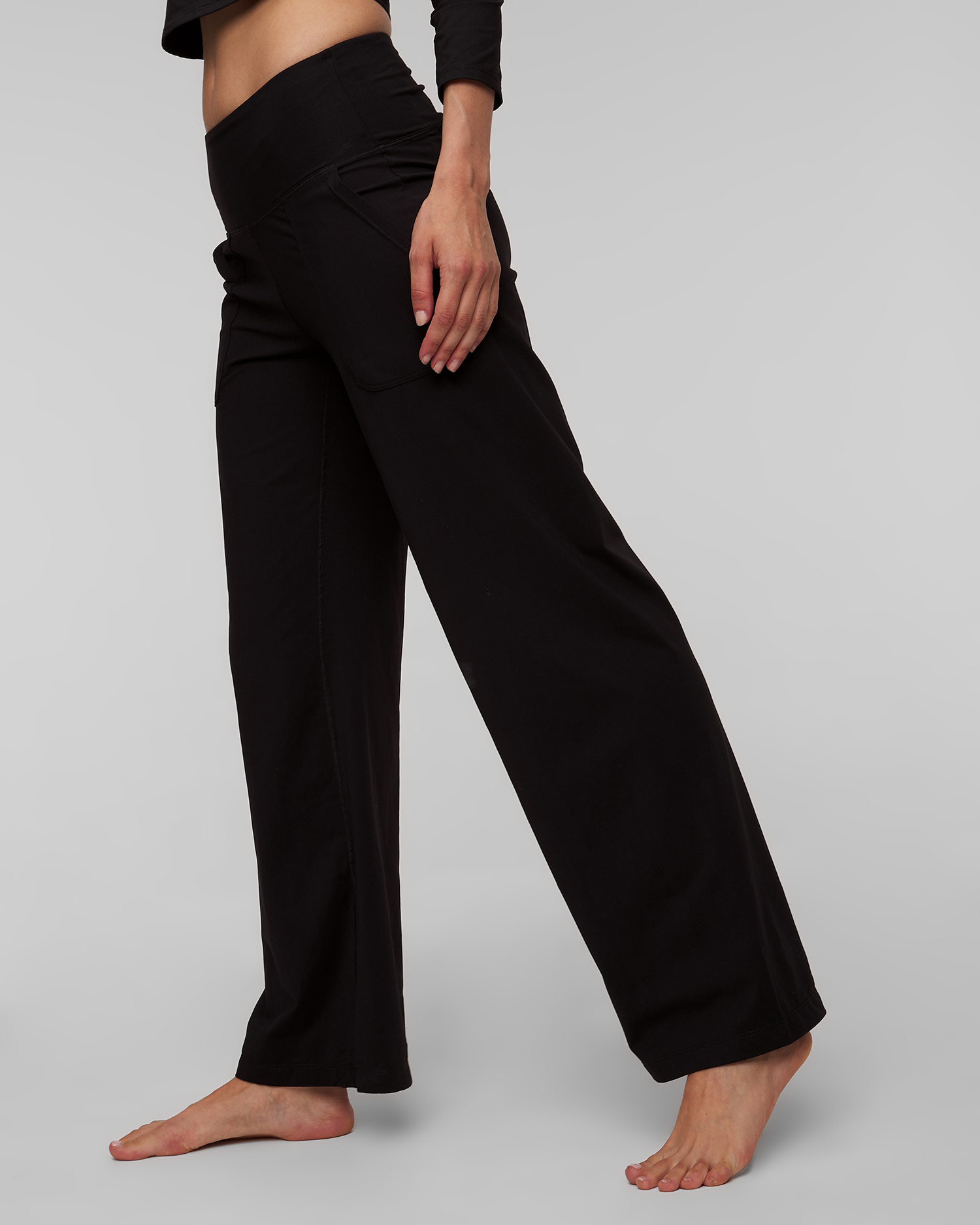 Women's black microfibre trousers Deha