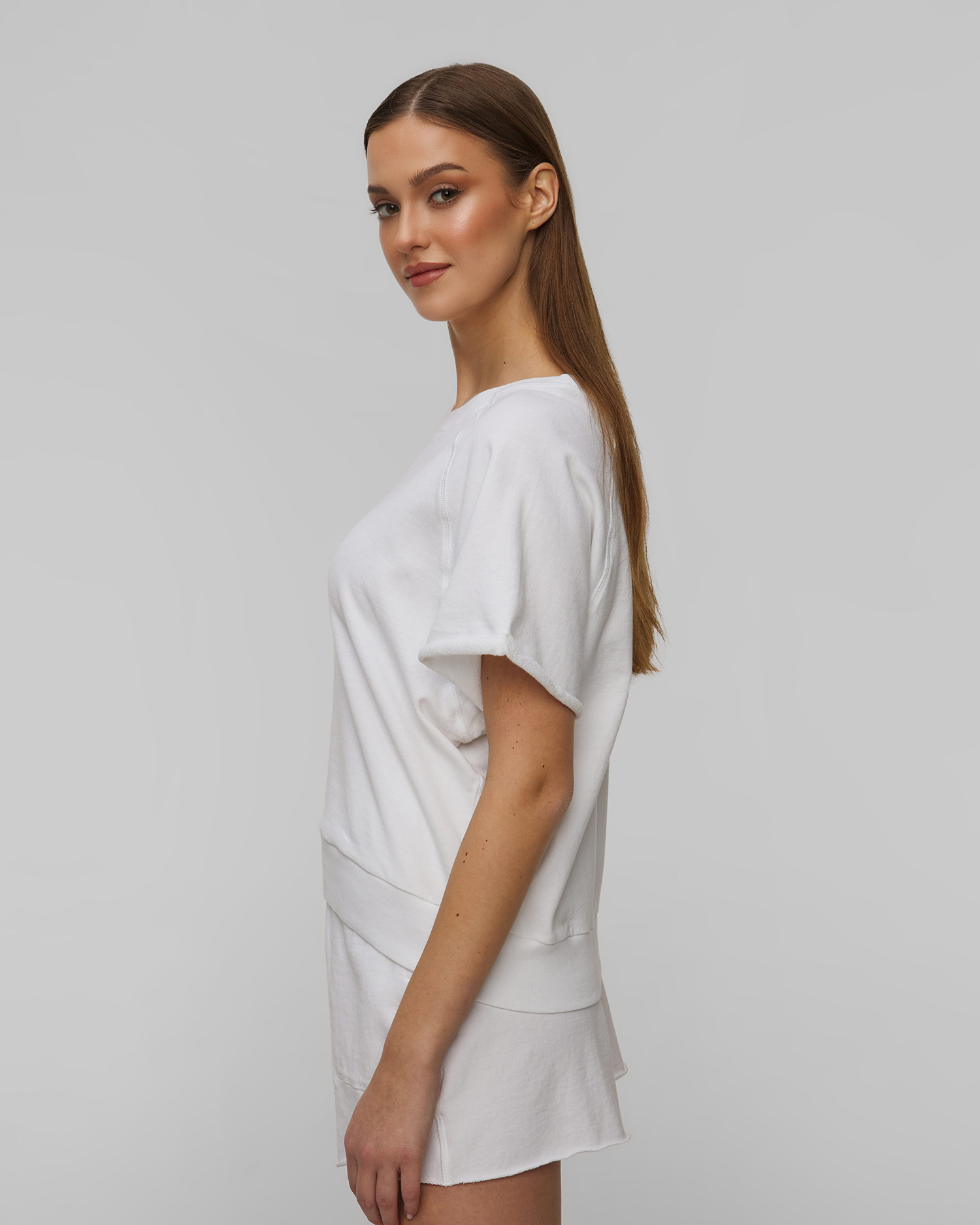 Bílá dámská mikina s krátkými rukávy Deha