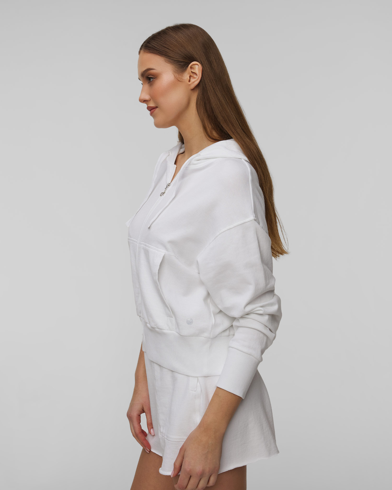 Sweat-shirt à capuche zippé blanc pour femmes Deha