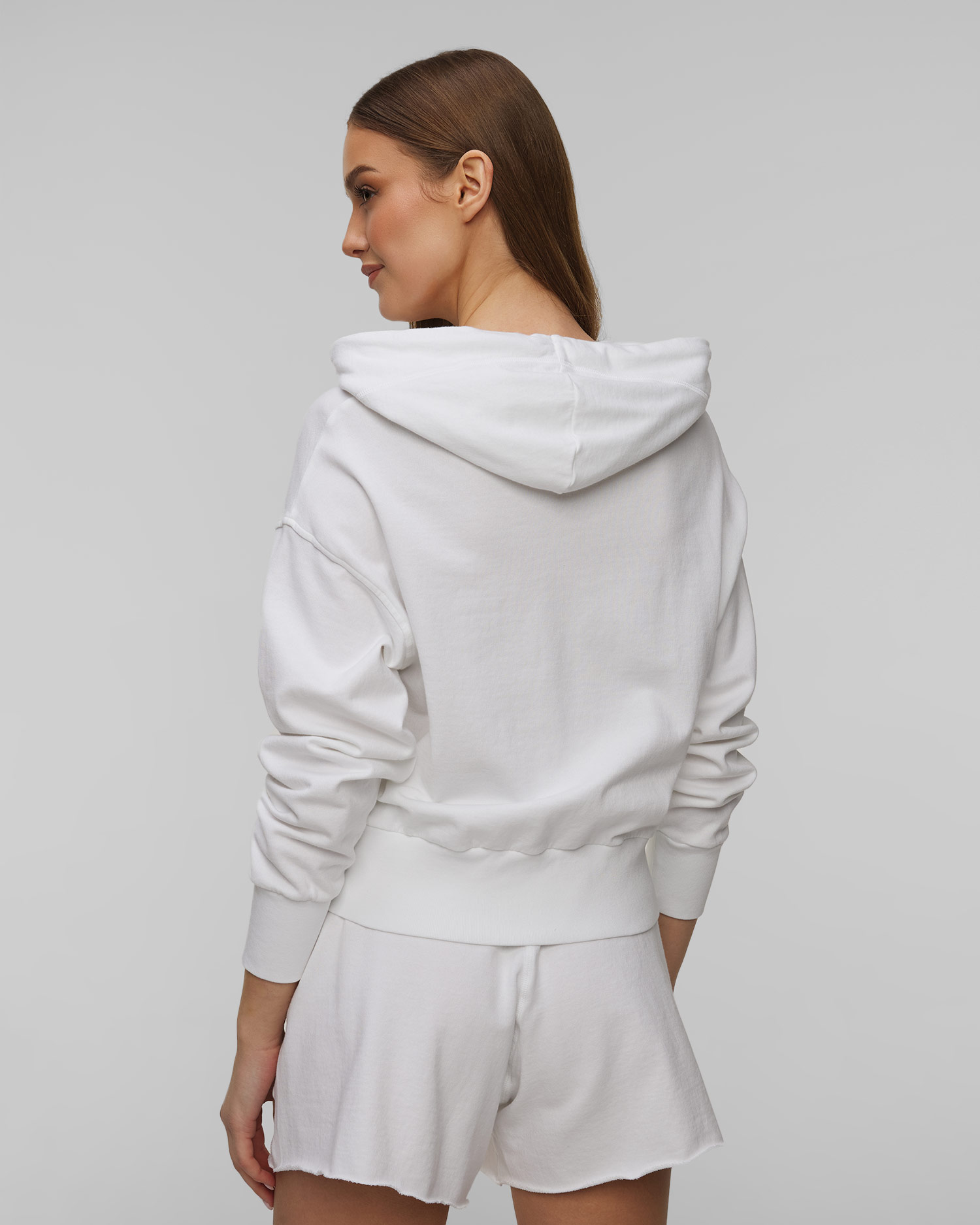 Sweat-shirt à capuche zippé blanc pour femmes Deha