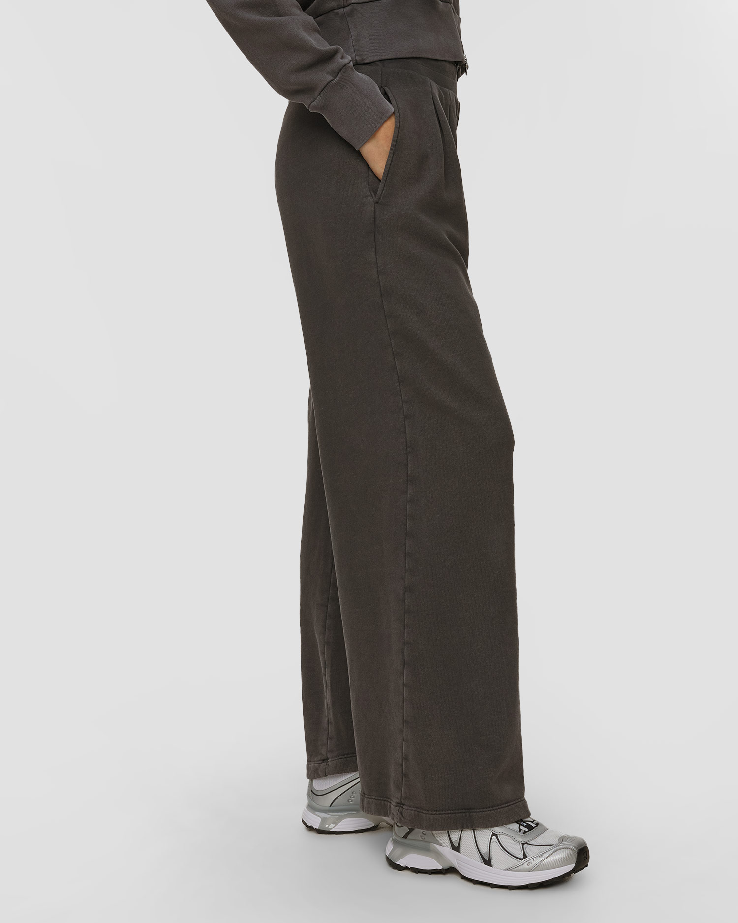 Pantaloni de treningi negri palazzo pentru femei Deha