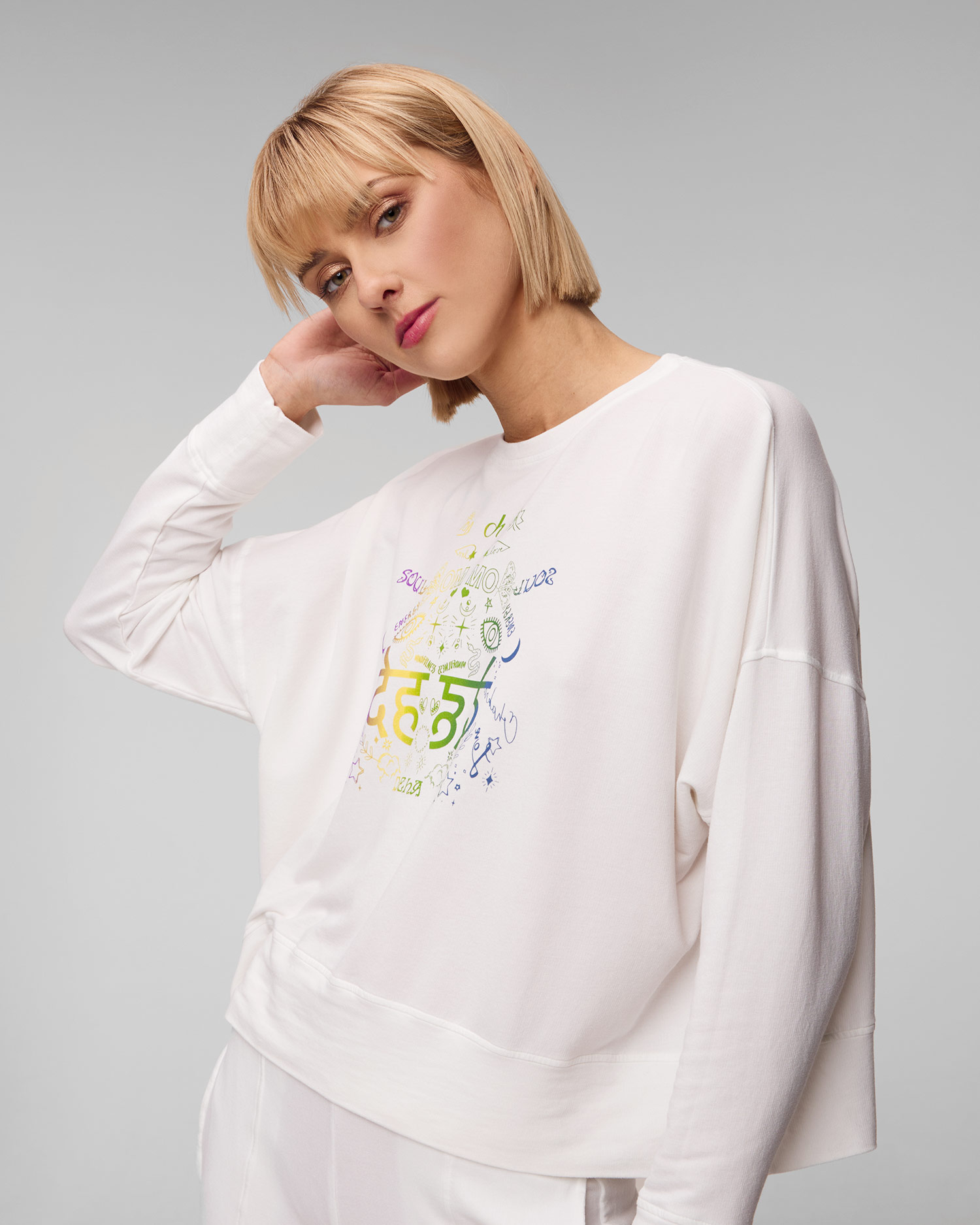 Sweat-shirt blanc pour femmes Deha