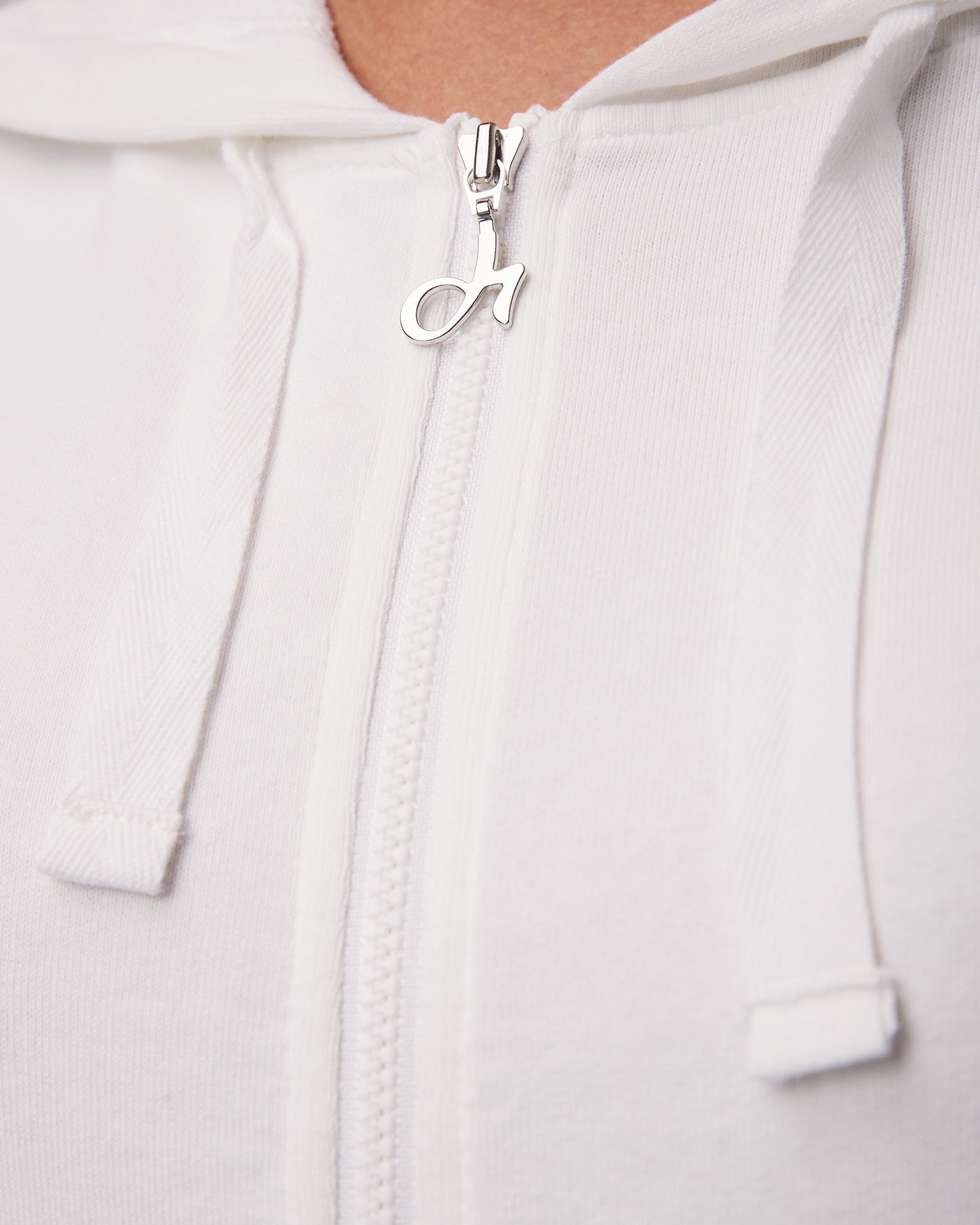 Dámska biela mikina na zips s kapucňou Deha