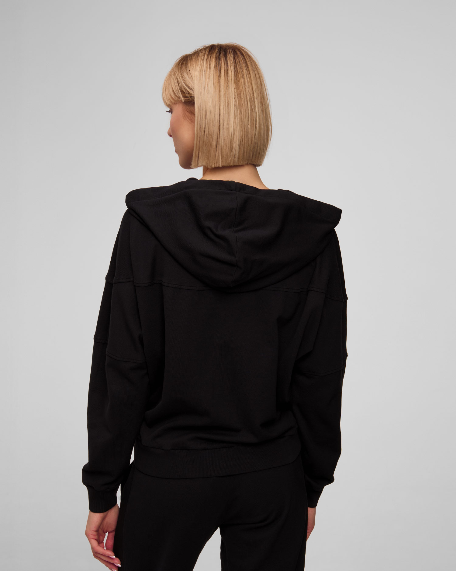 Sweat-shirt à capuche zippé noir pour femmes Deha