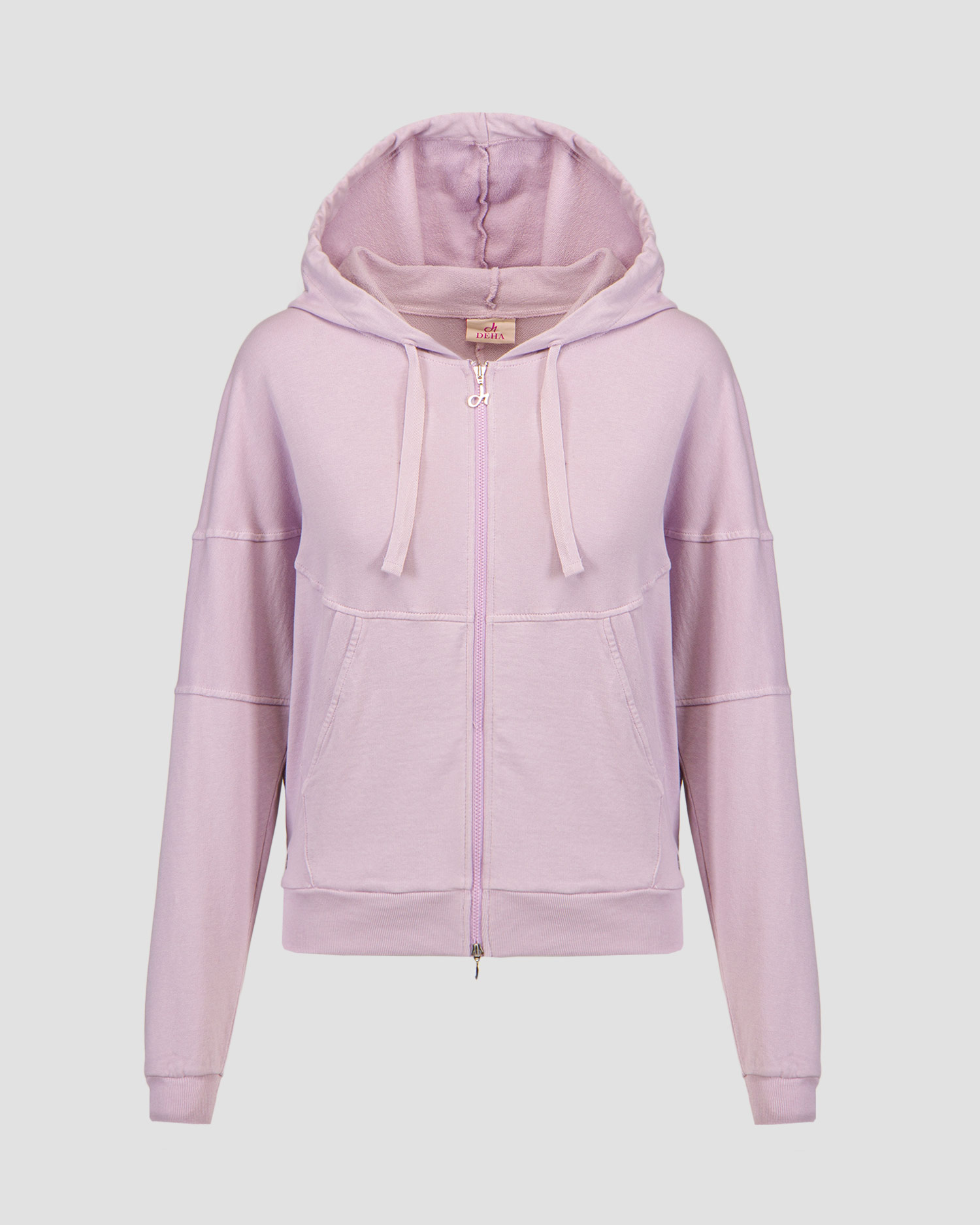 Dámska fialová mikina na zips s kapucňou Deha