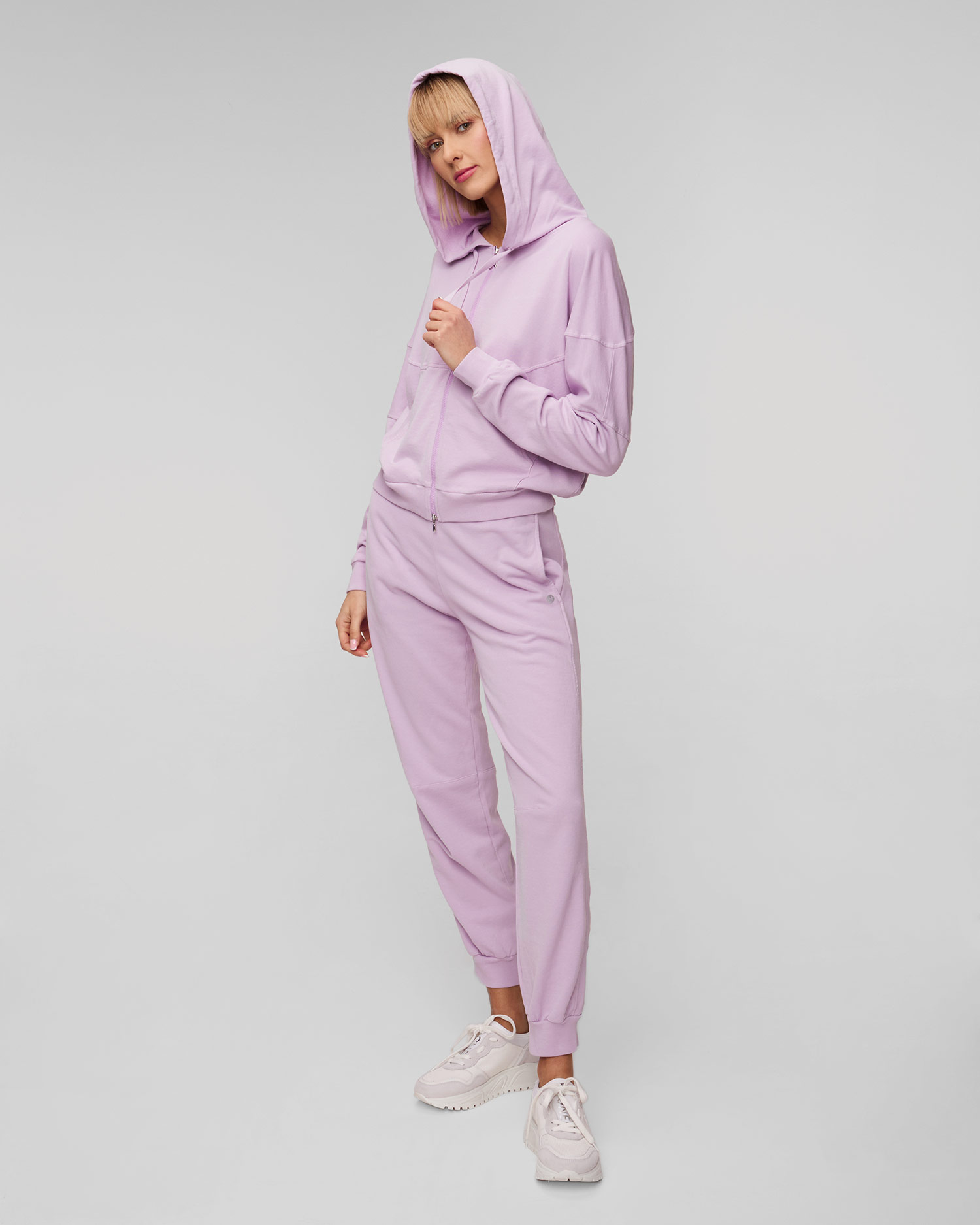 Sweat-shirt à capuche zippé violet pour femmes Deha