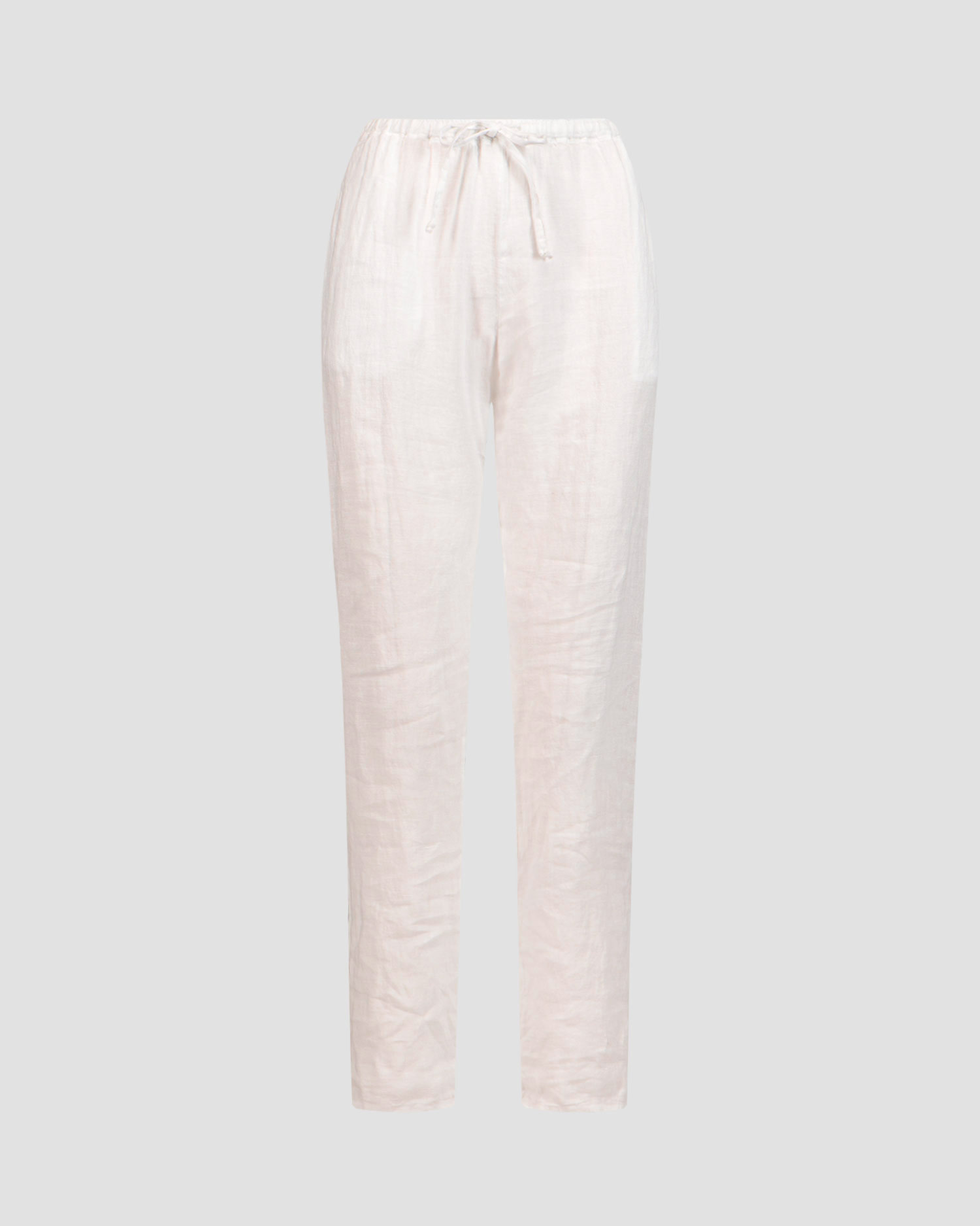 Pantaloni de in albi pentru femei Deha