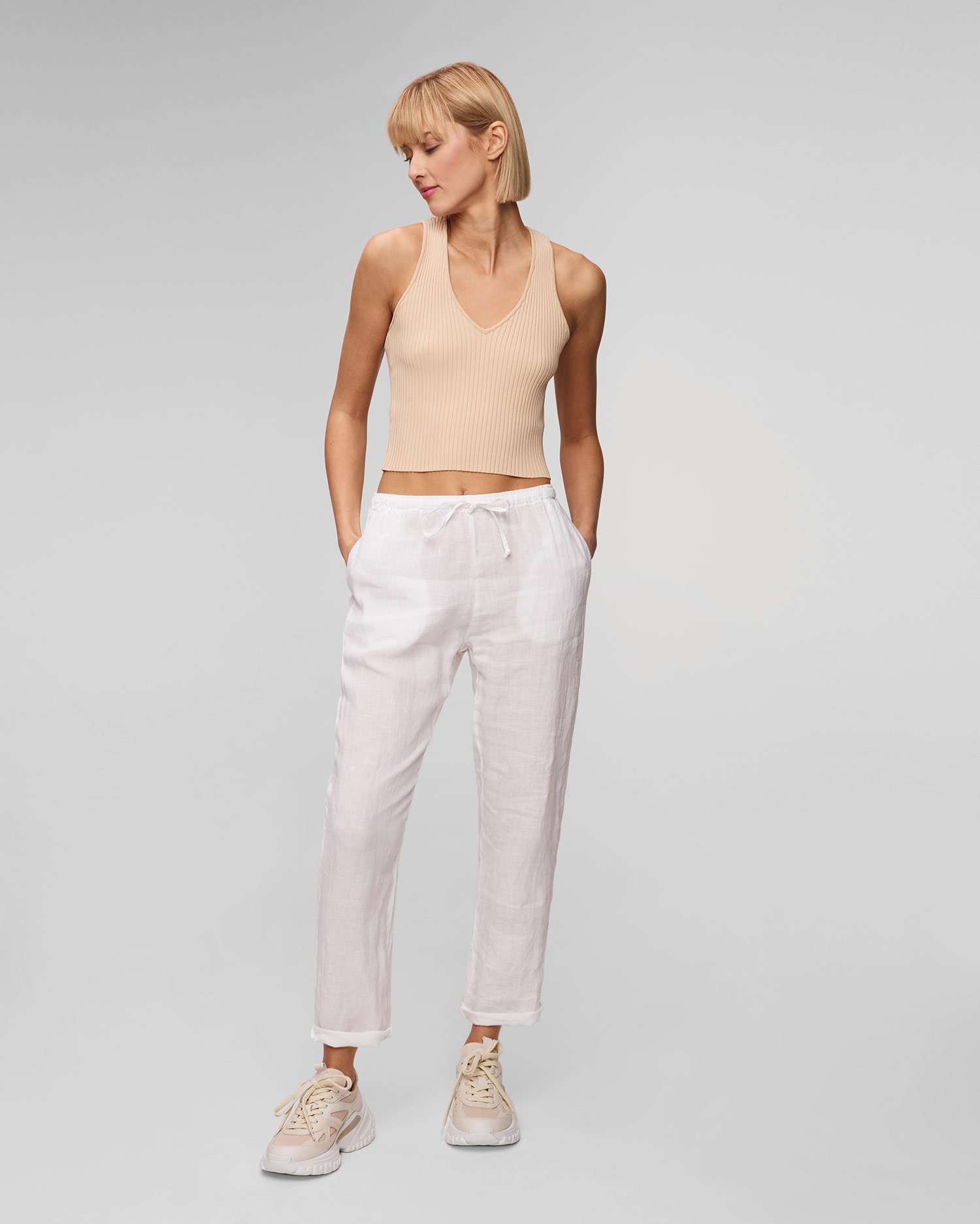 Pantalon en lin blanc pour femmes Deha