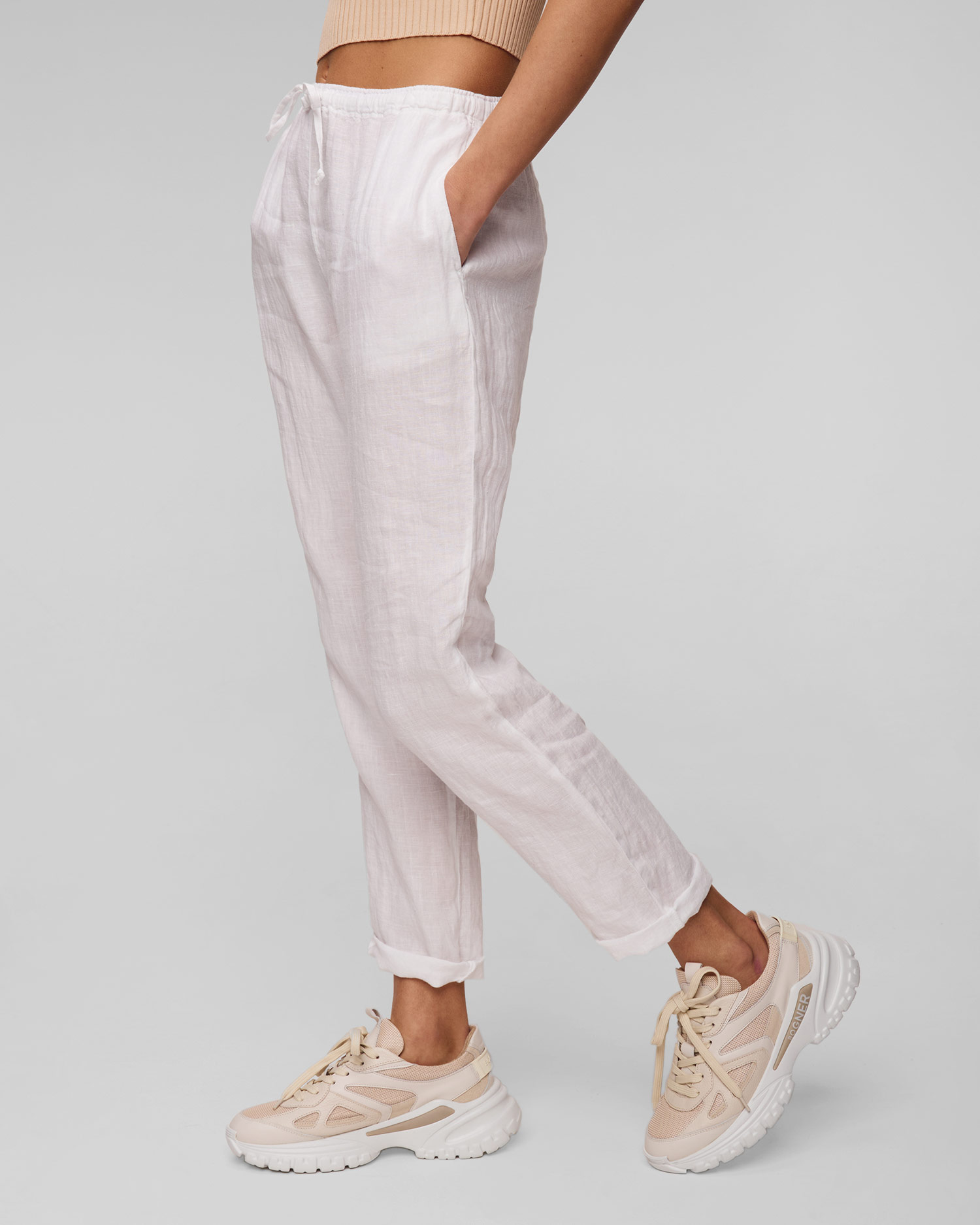 Pantalon en lin blanc pour femmes Deha