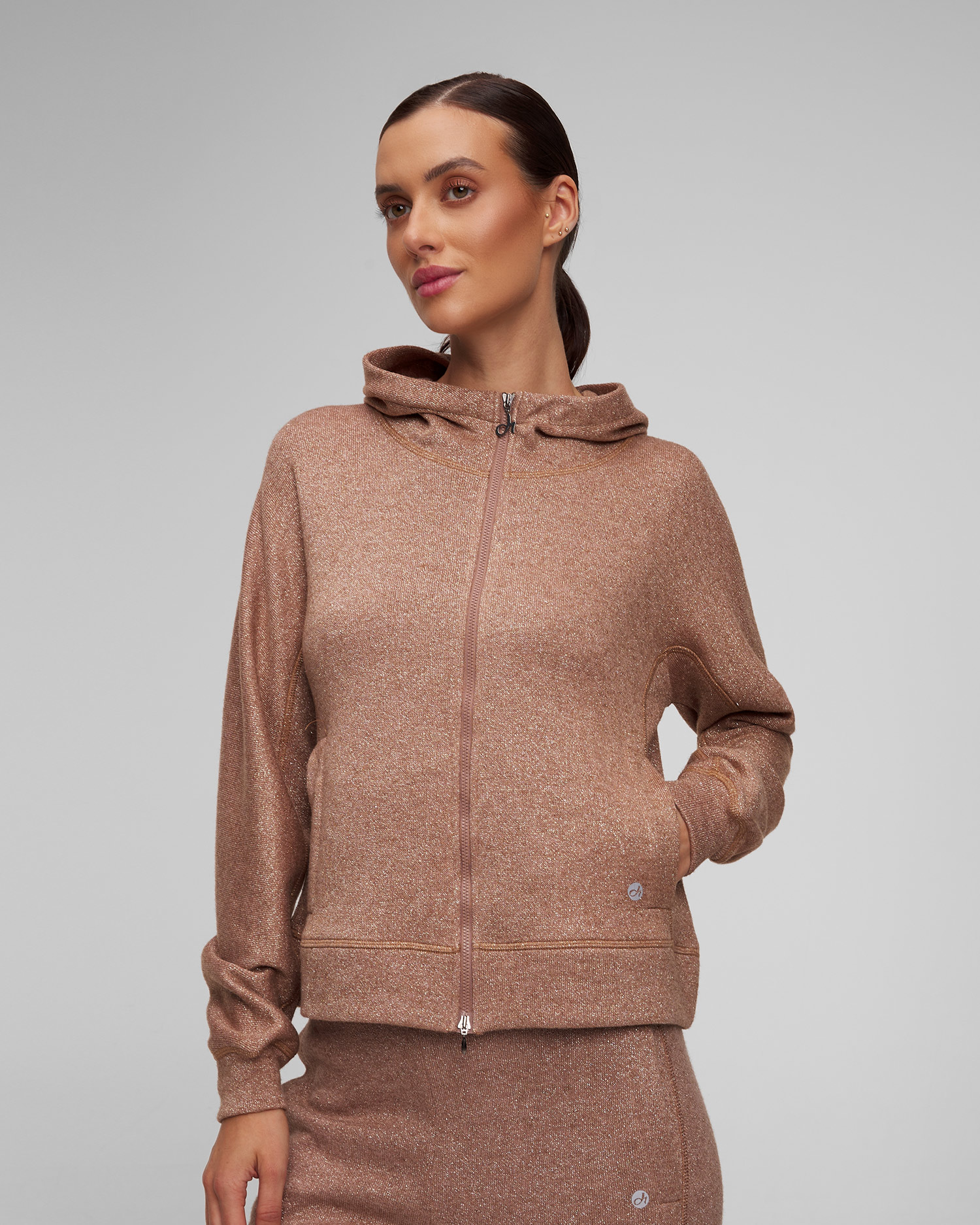 Deha Damen-Sweatshirt mit Viskose und Reißverschluss in Braun