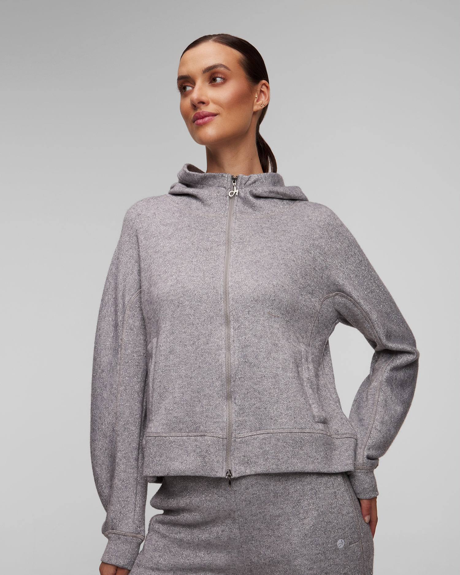 Deha Damen-Kapuzenpullover mit Reißverschluss in Grau