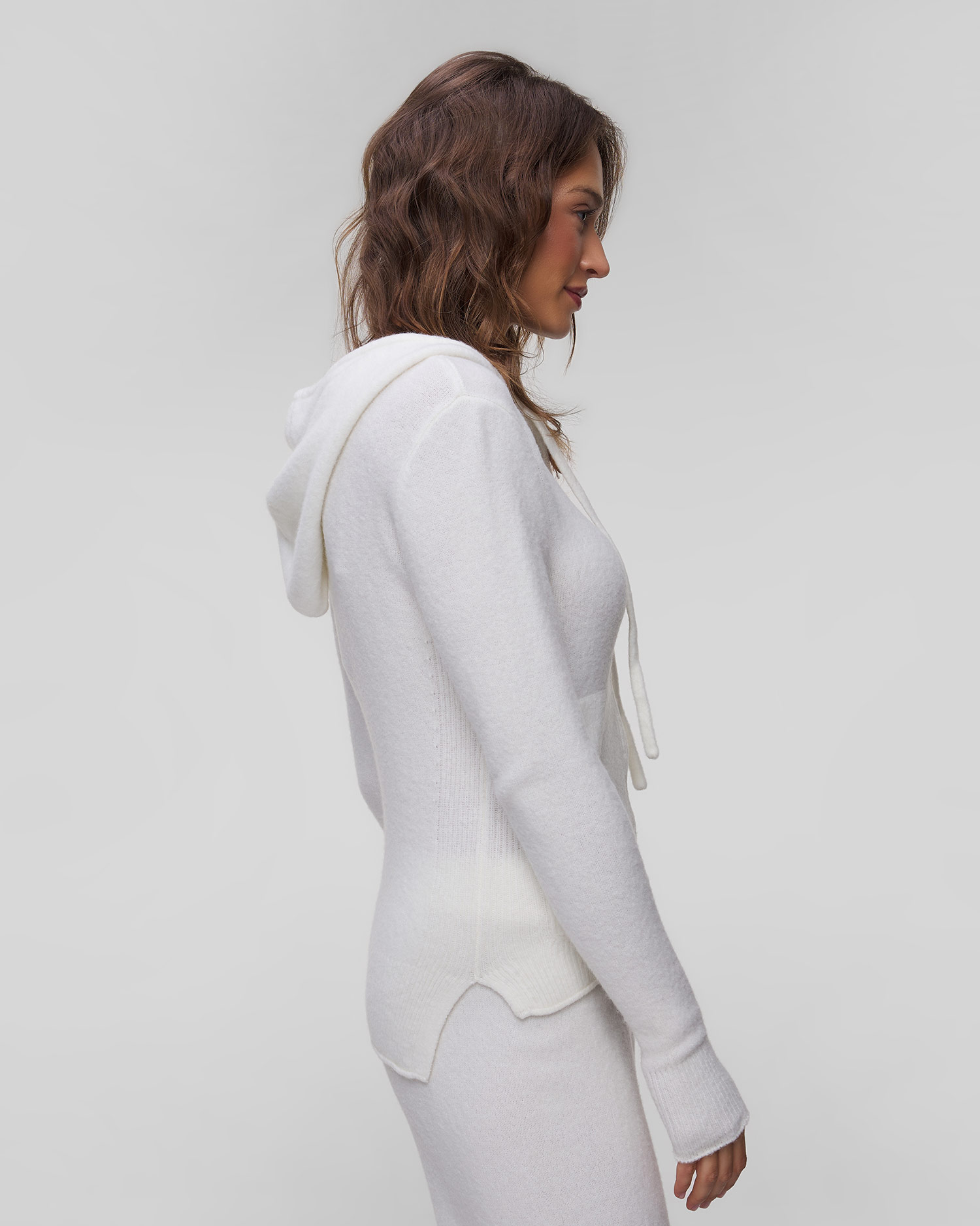 Felpa bianca in maglia da donna Deha