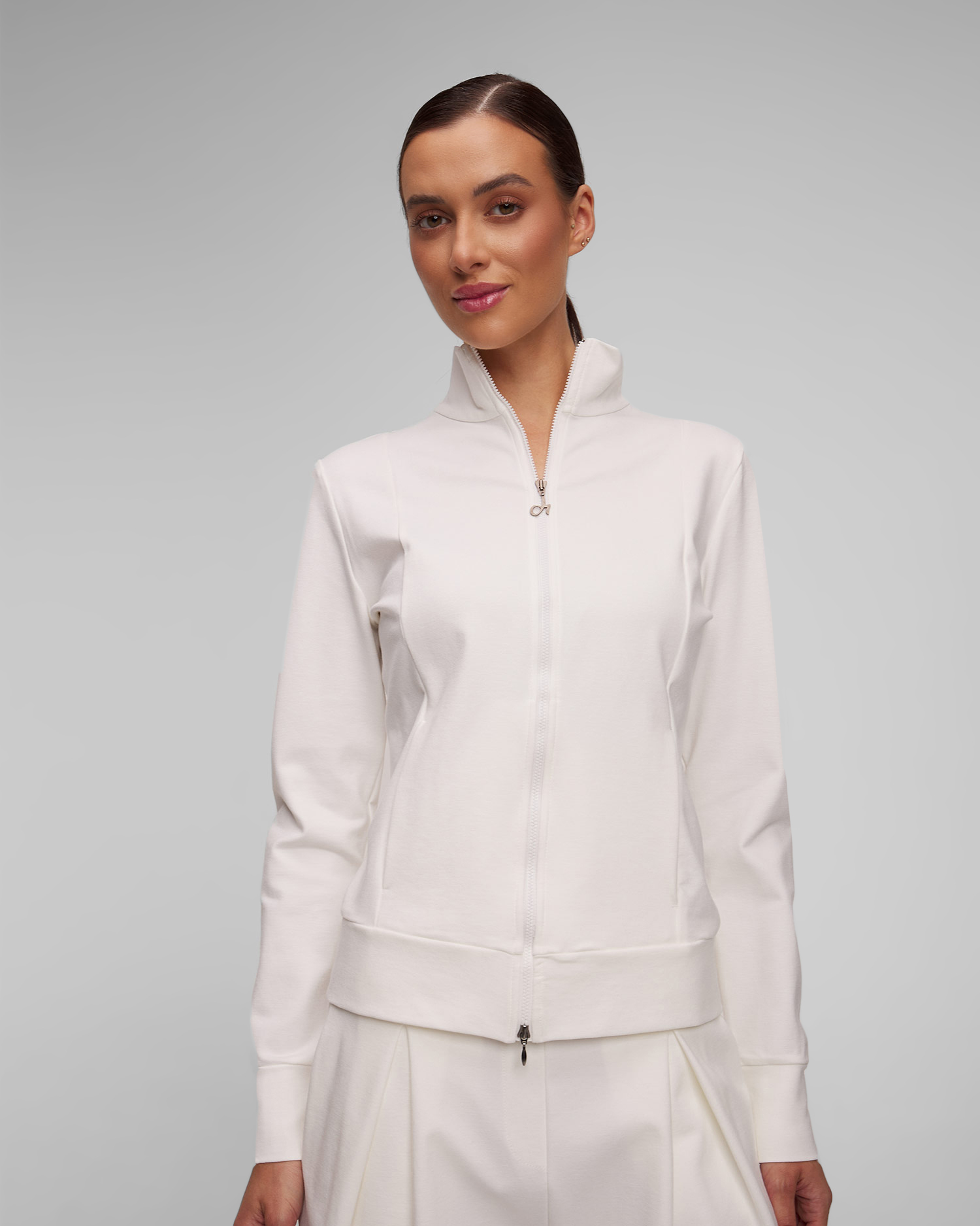 Deha Damen-Sweatshirt mit Viskose und Reißverschluss in Weiß