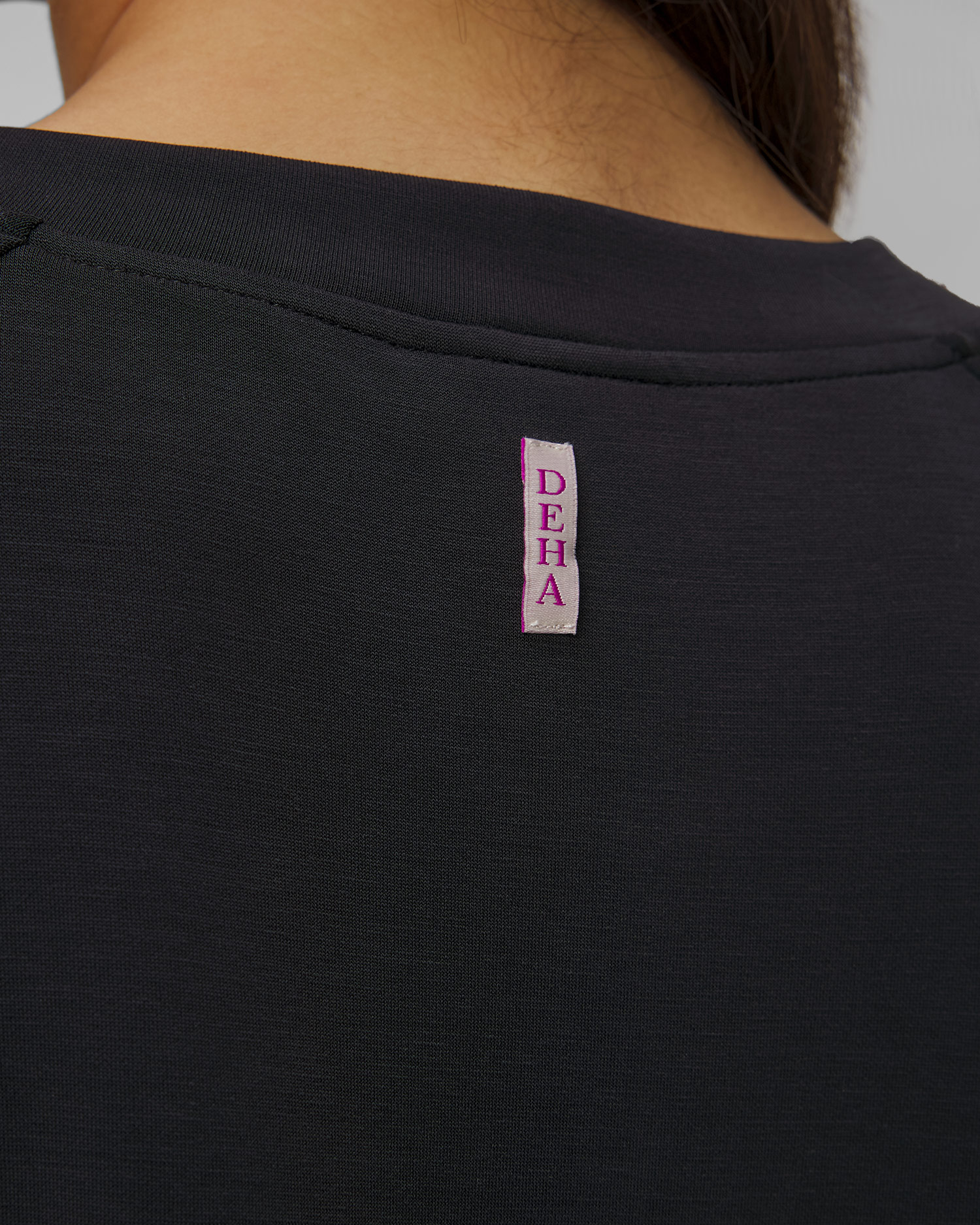Sweat-shirt à manches courtes noir pour femmes Deha