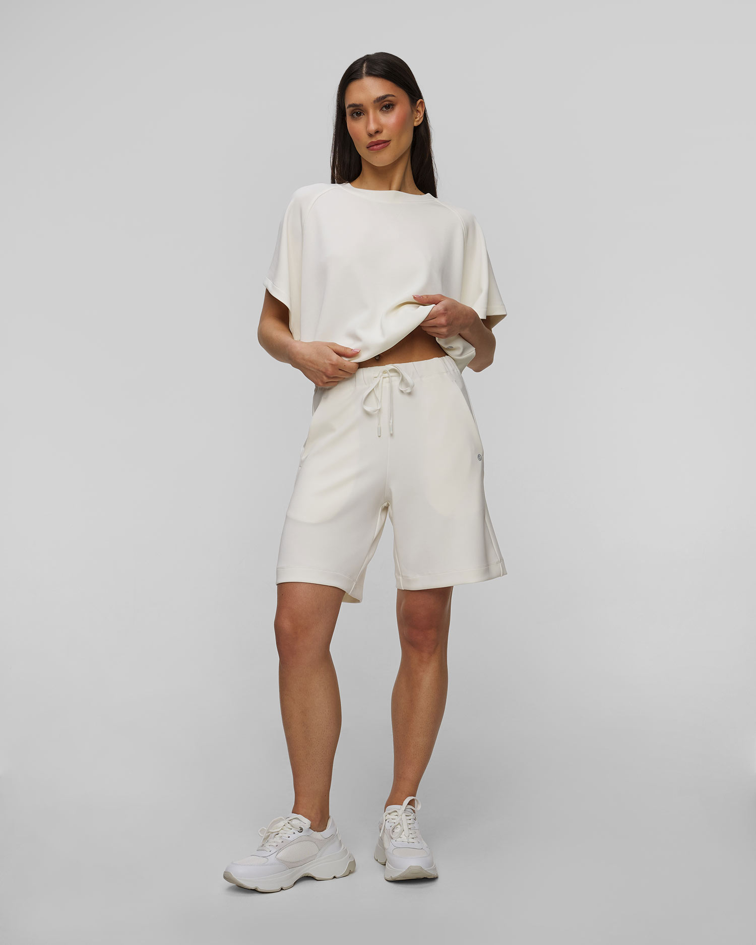 Sweat-shirt à manches courtes blanc pour femmes Deha