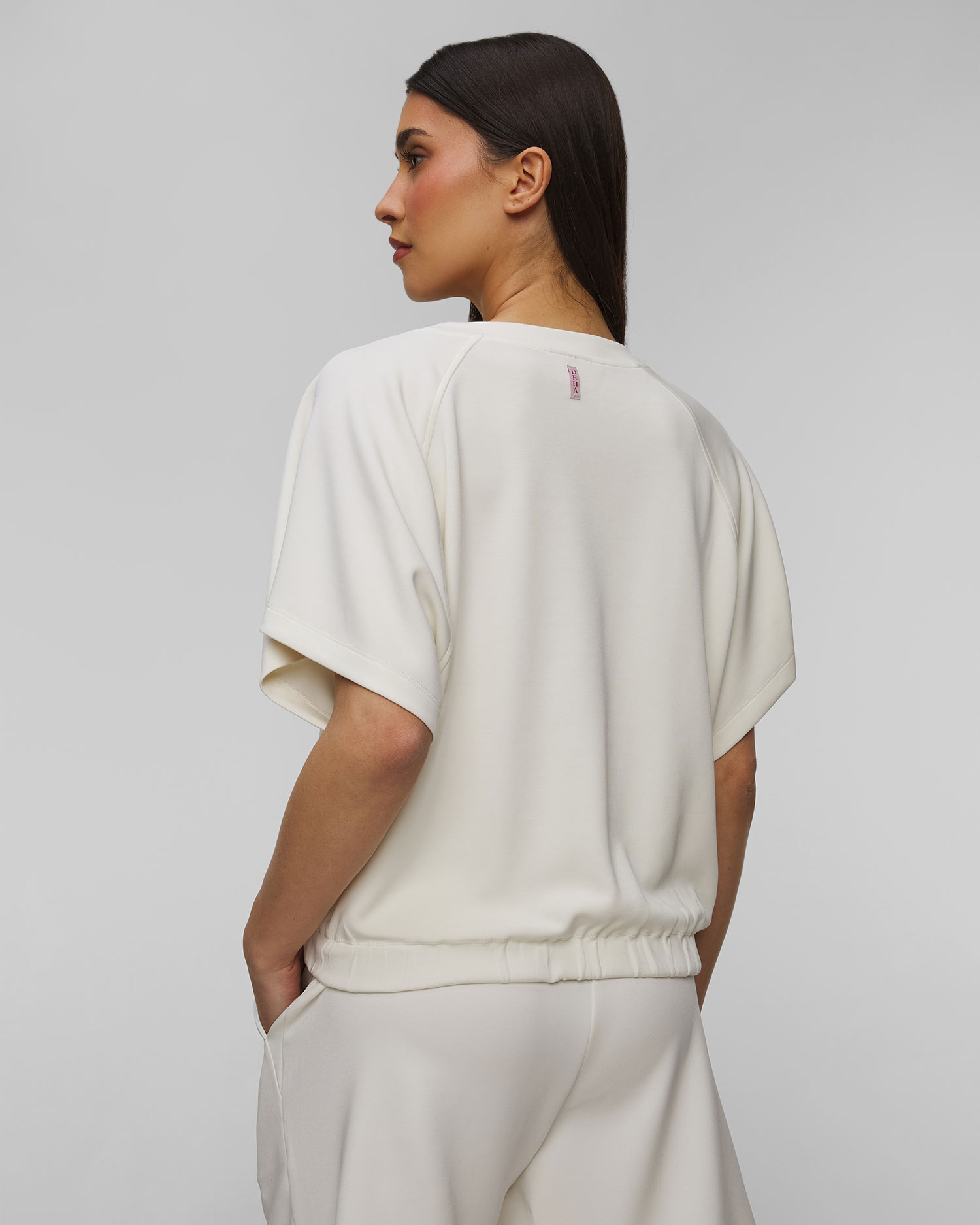 Sweat-shirt à manches courtes blanc pour femmes Deha