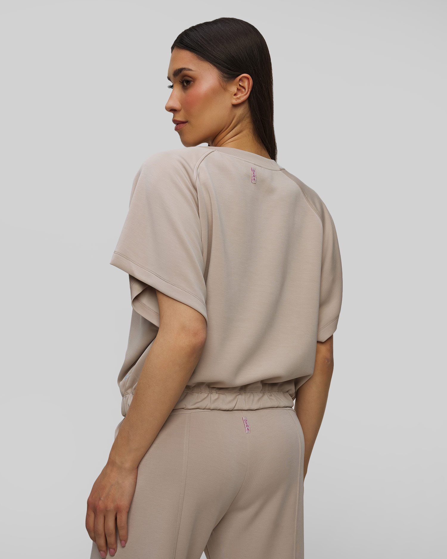 Sweat-shirt à manches courtes beige pour femmes Deha