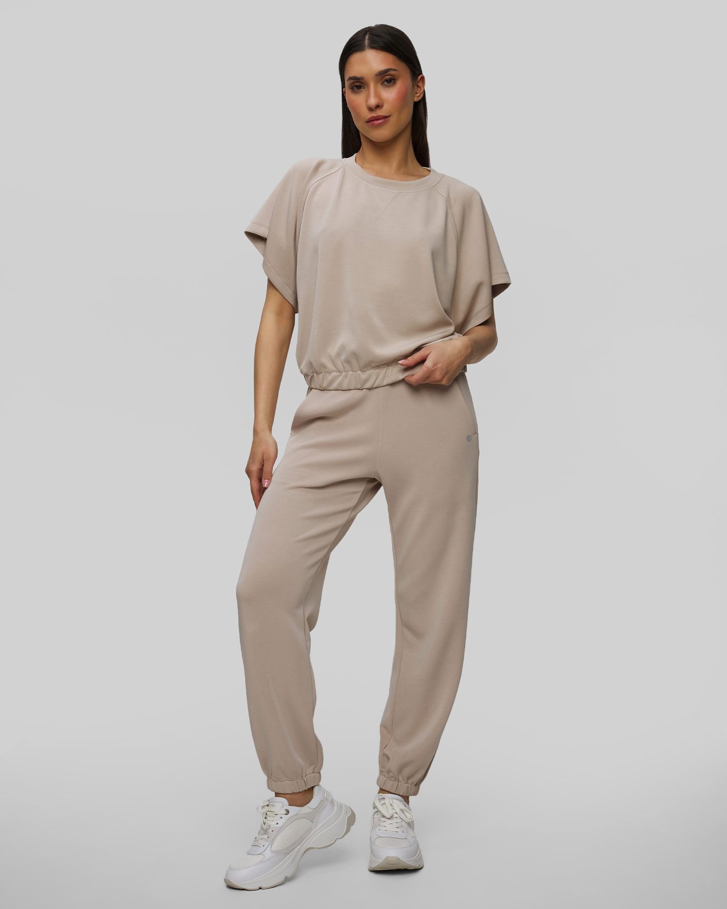 Pantaloni bej din modal pentru femei Deha