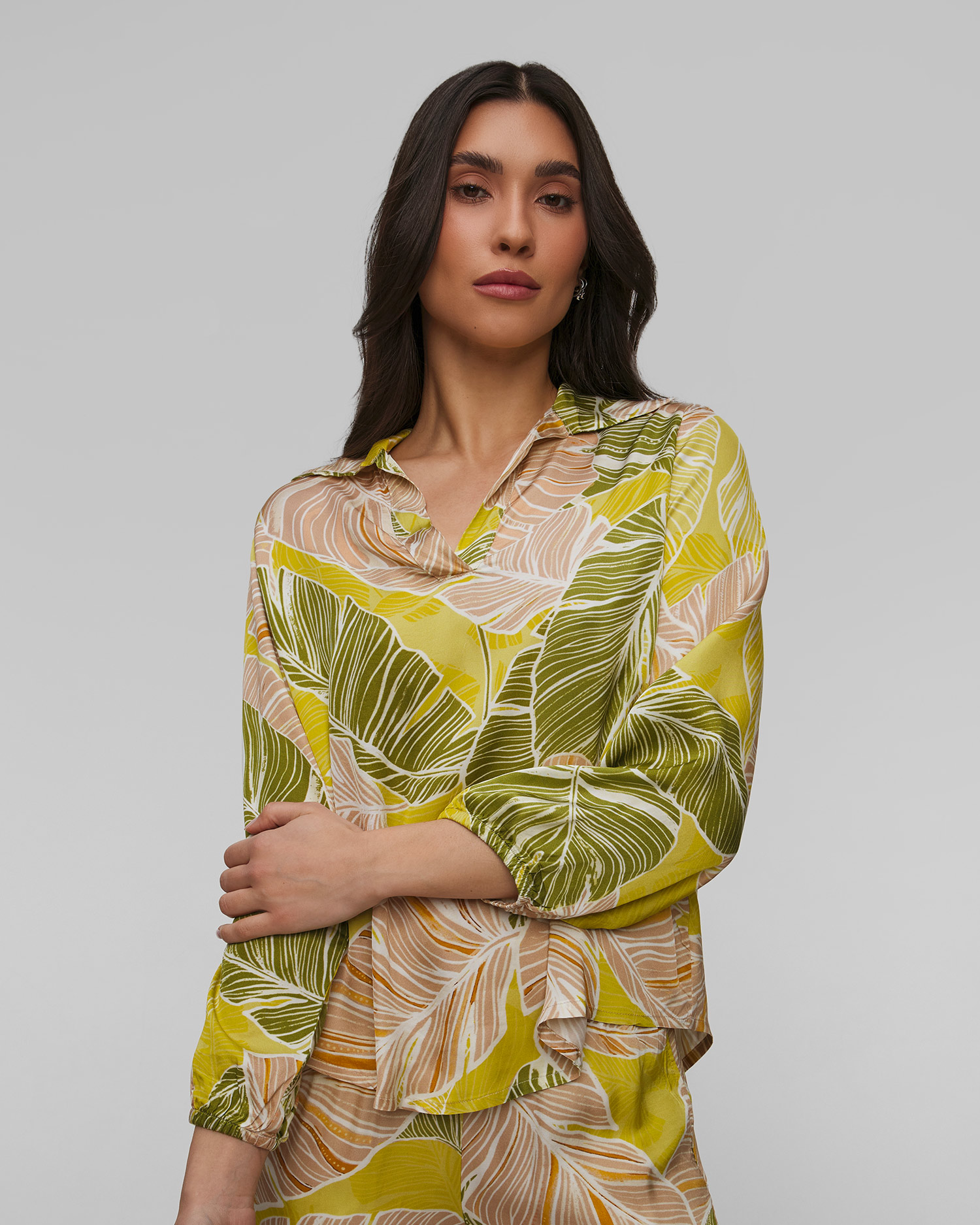 Blouse en viscose à feuilles pour femmes Deha