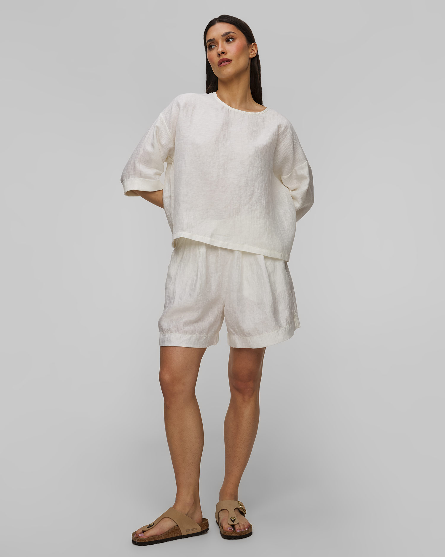 T-shirt en lin blanc pour femmes Deha