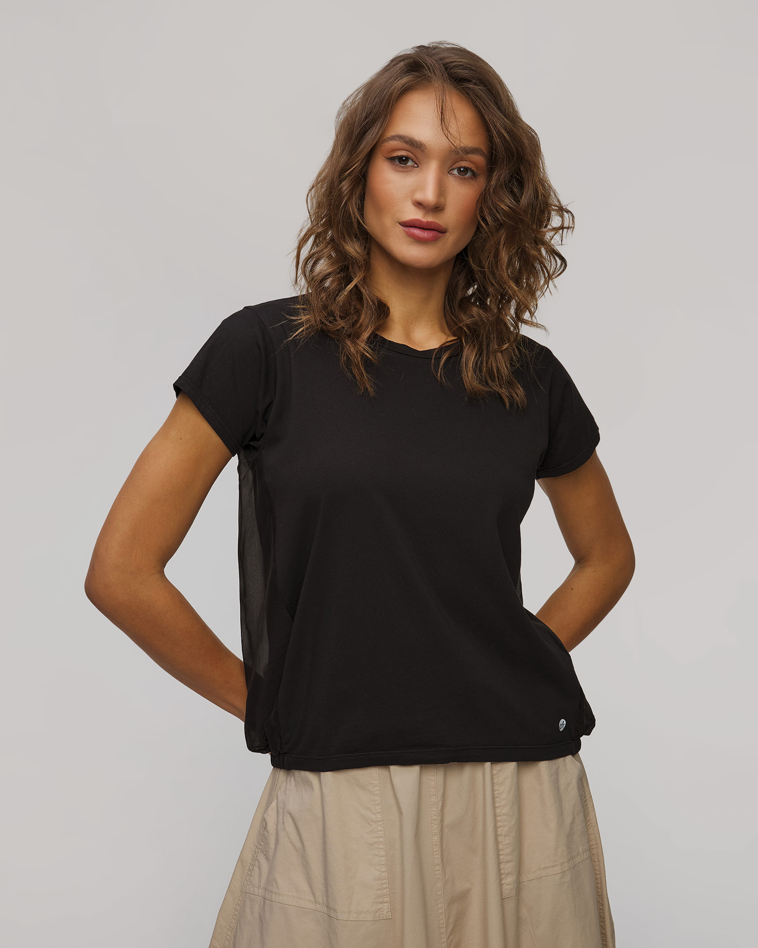 Czarny T-shirt damski Deha, Color/Pattern: Czarny