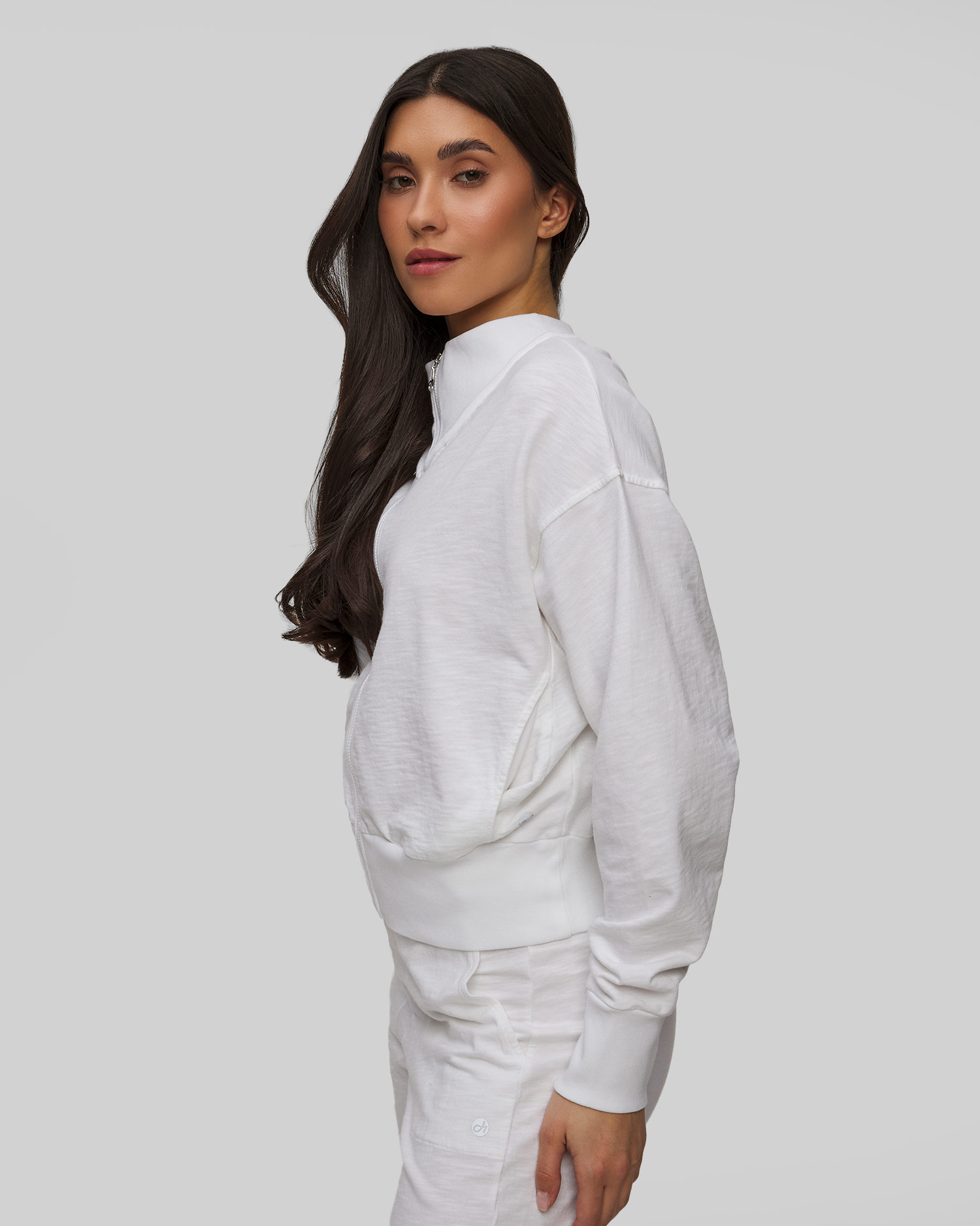Sweat-shirt zippé blanc pour femmes Deha