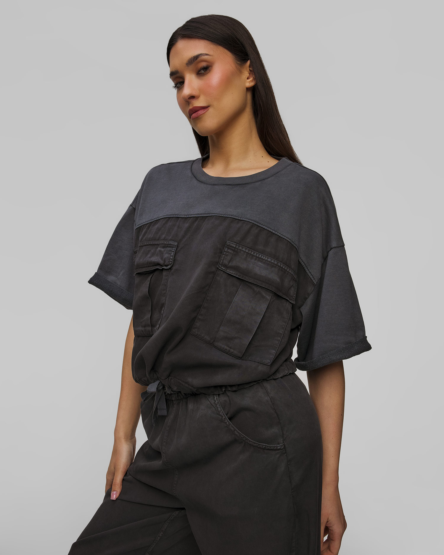 Deha Kurzarm-Sweatshirt für Damen in Schwarz