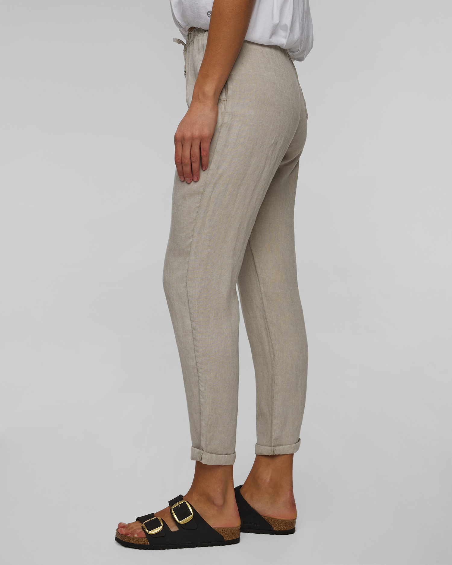 Dámske béžové ľanové nohavice Deha